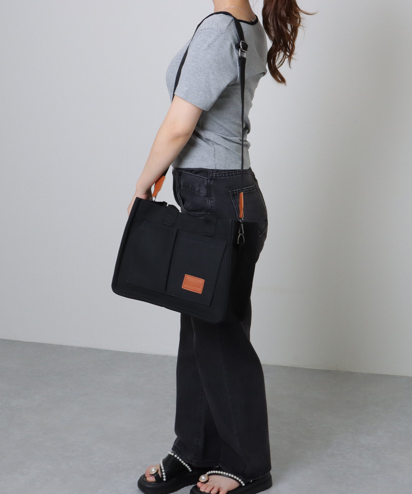 2WAY スクエア 大容量 キャンバス ショルダーバッグ