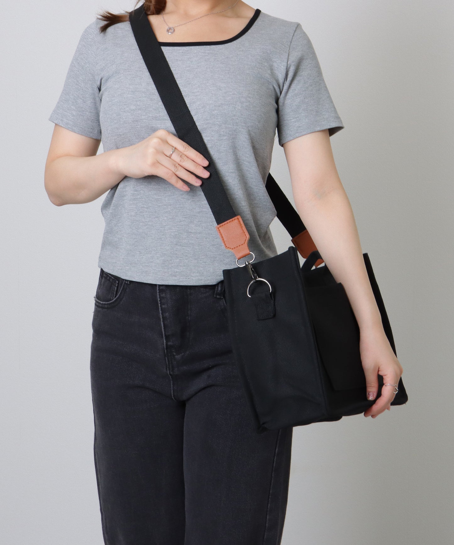 2WAY スクエア 大容量 キャンバス ショルダーバッグ