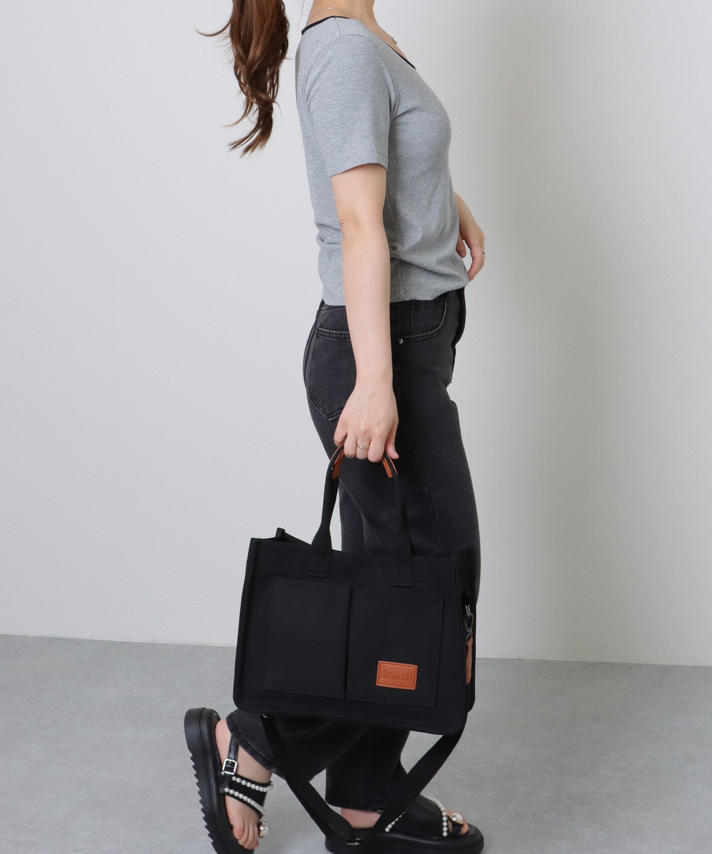 2WAY スクエア 大容量 キャンバス ショルダーバッグ