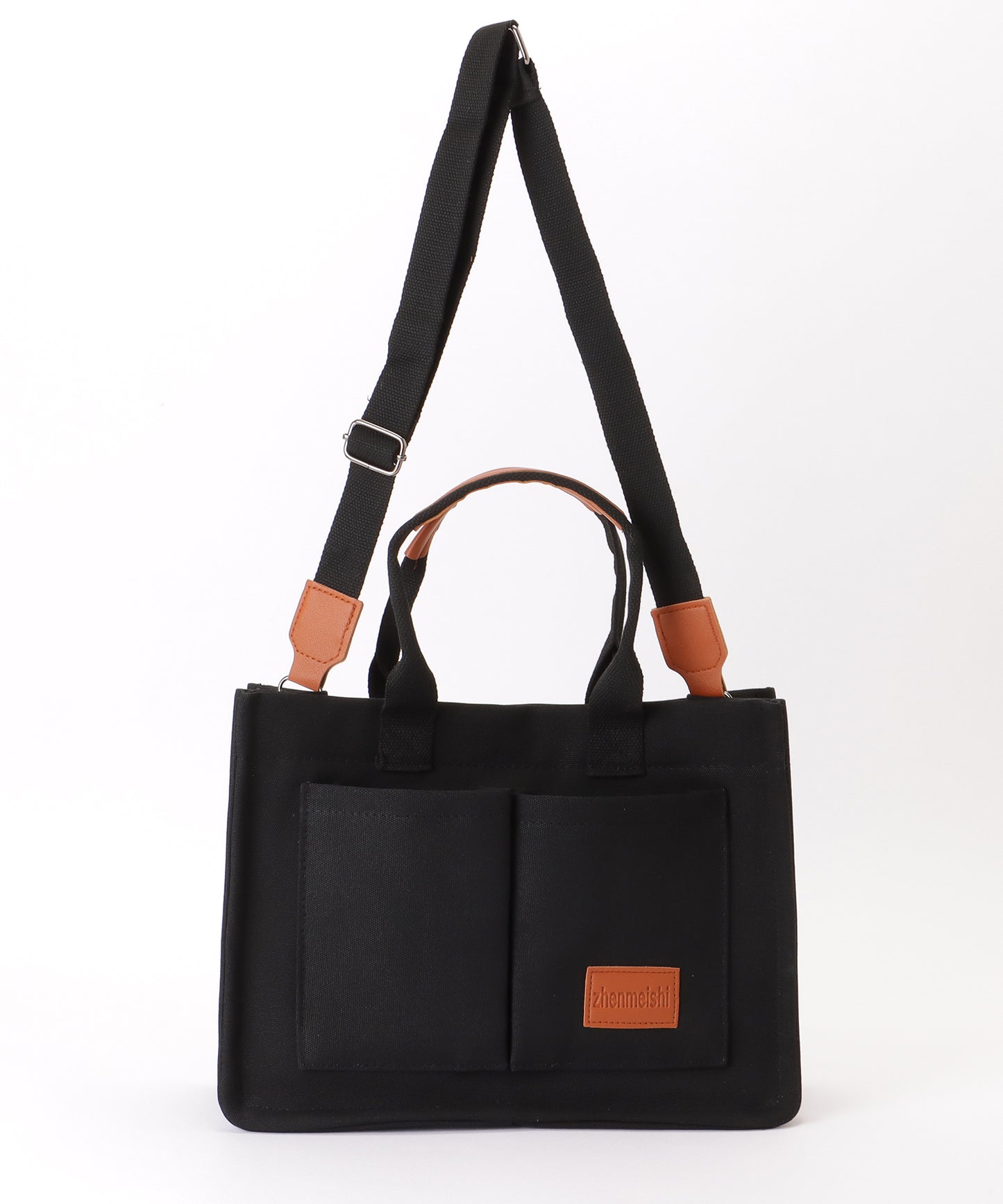 2WAY スクエア 大容量 キャンバス ショルダーバッグ