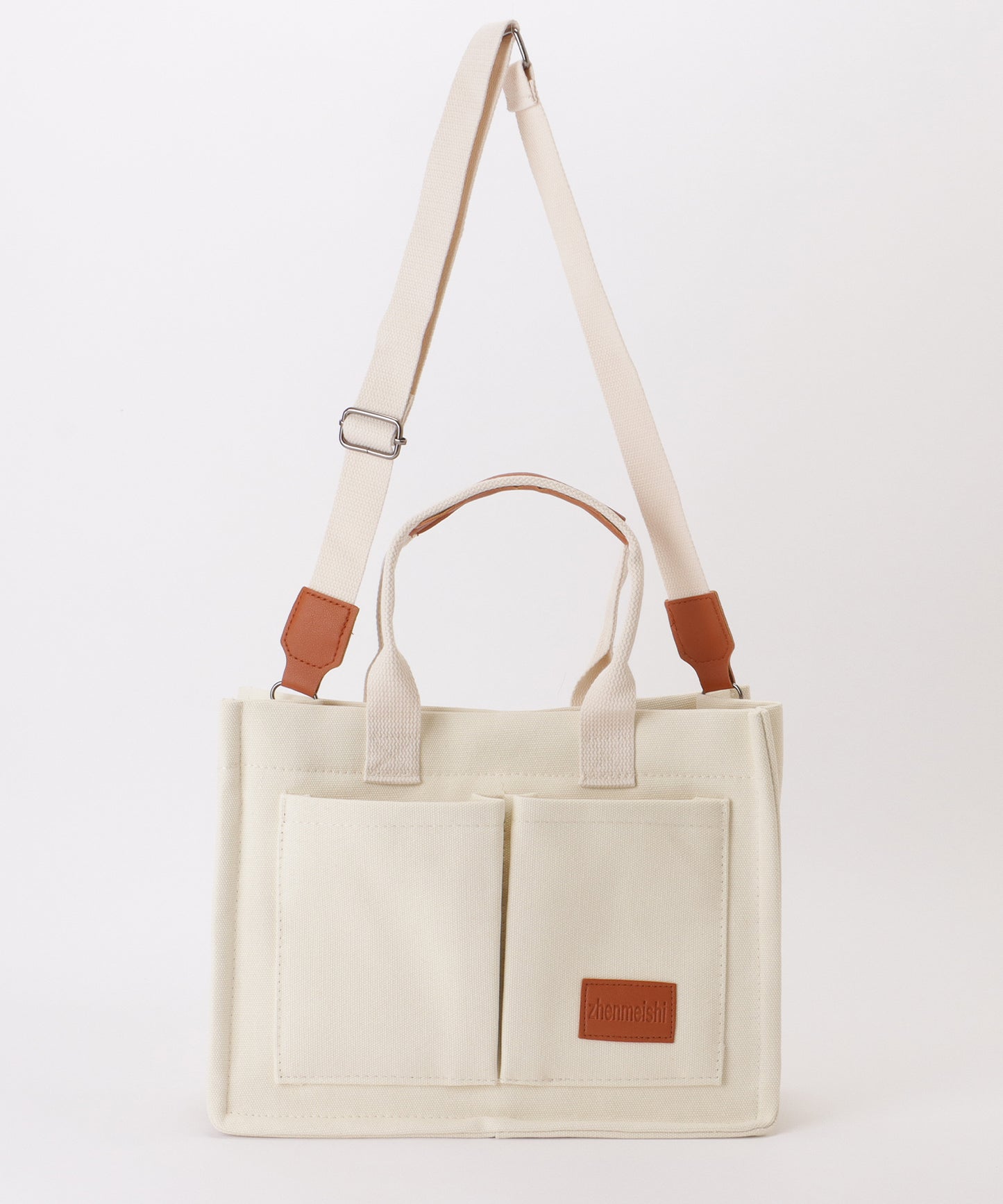 2WAY スクエア 大容量 キャンバス ショルダーバッグ