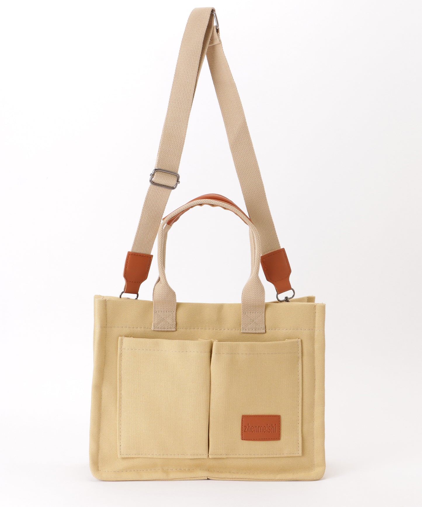 2WAY スクエア 大容量 キャンバス ショルダーバッグ