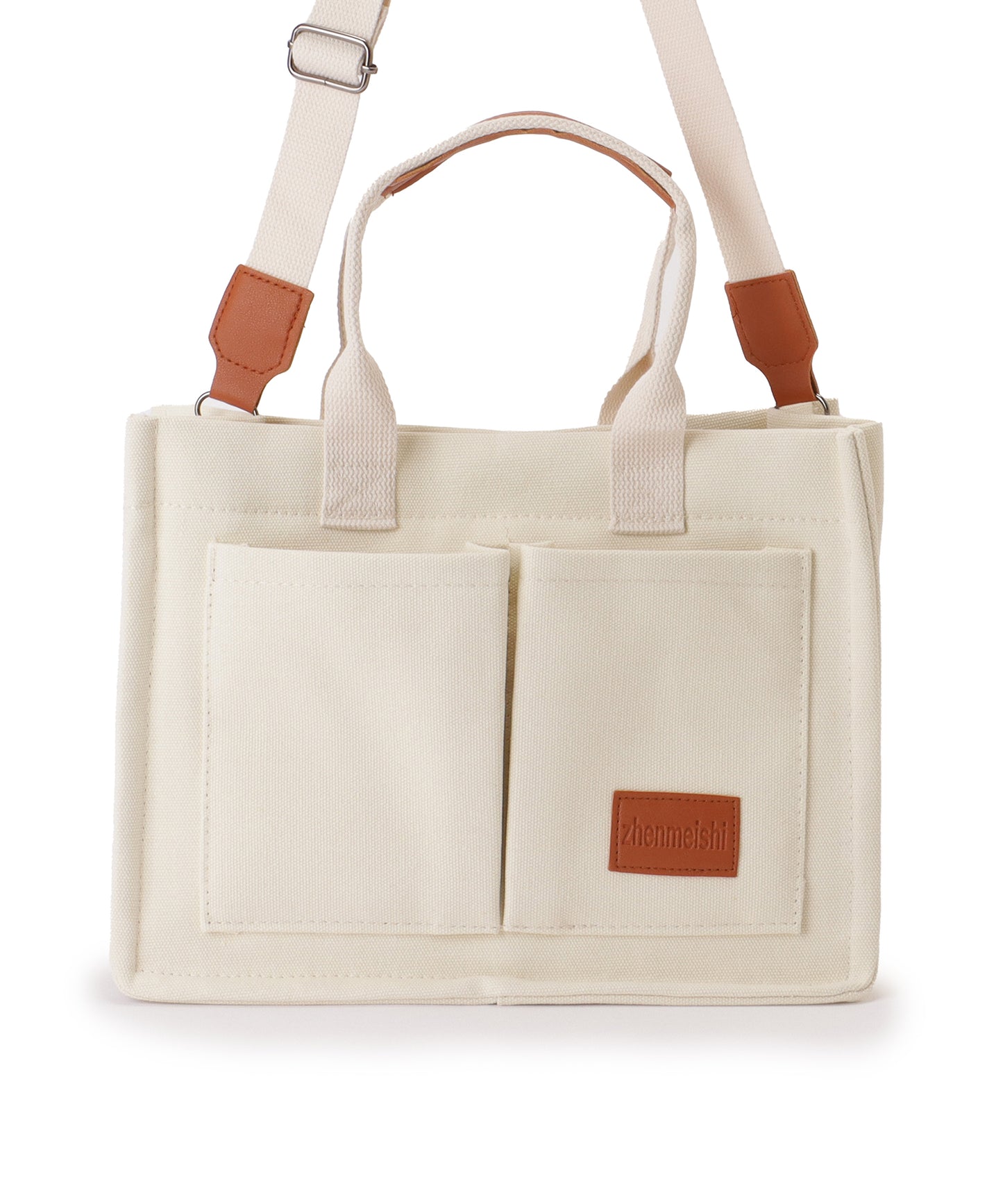 2WAY スクエア 大容量 キャンバス ショルダーバッグ