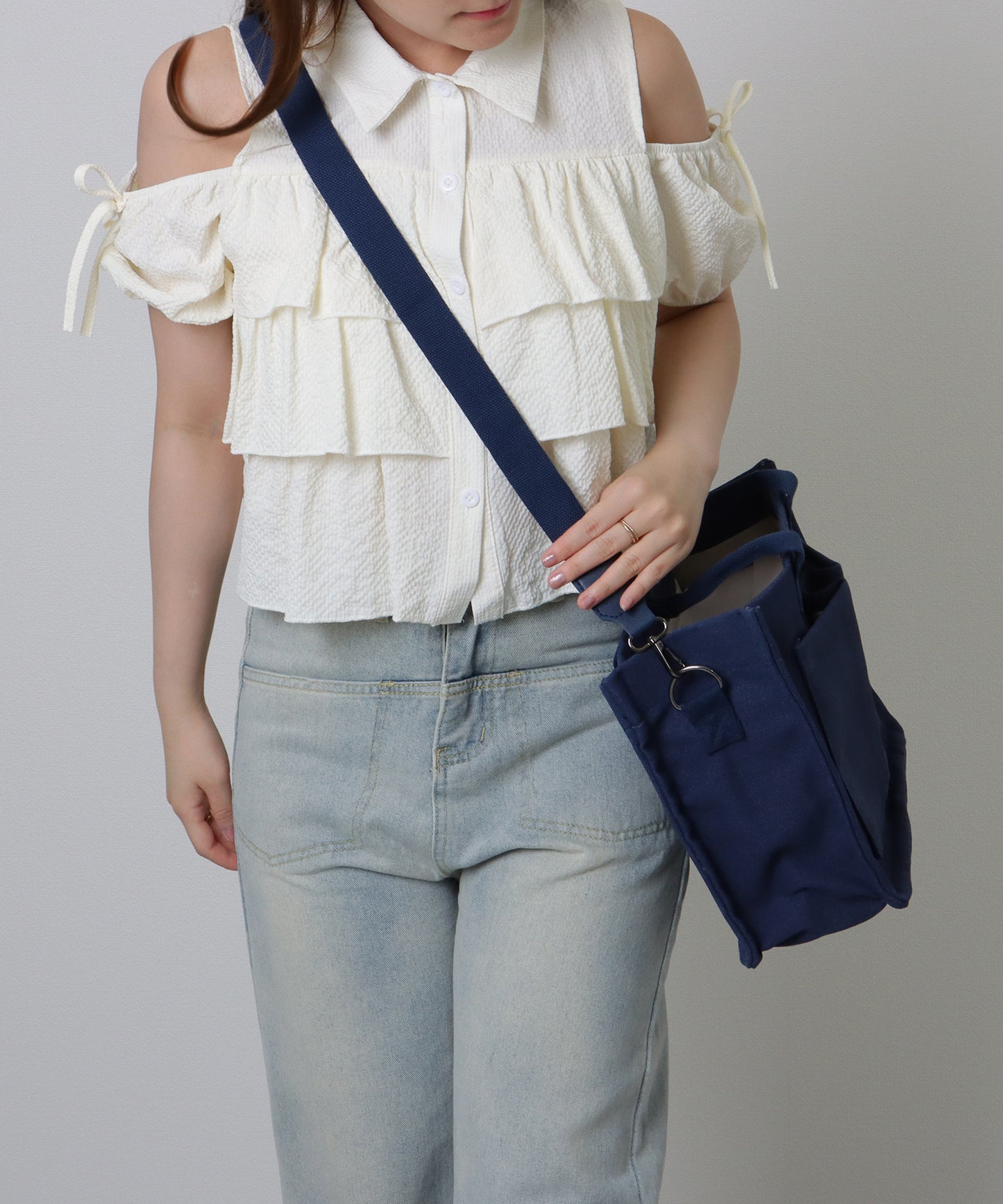 2WAY スクエア 大容量 キャンバス ショルダーバッグ