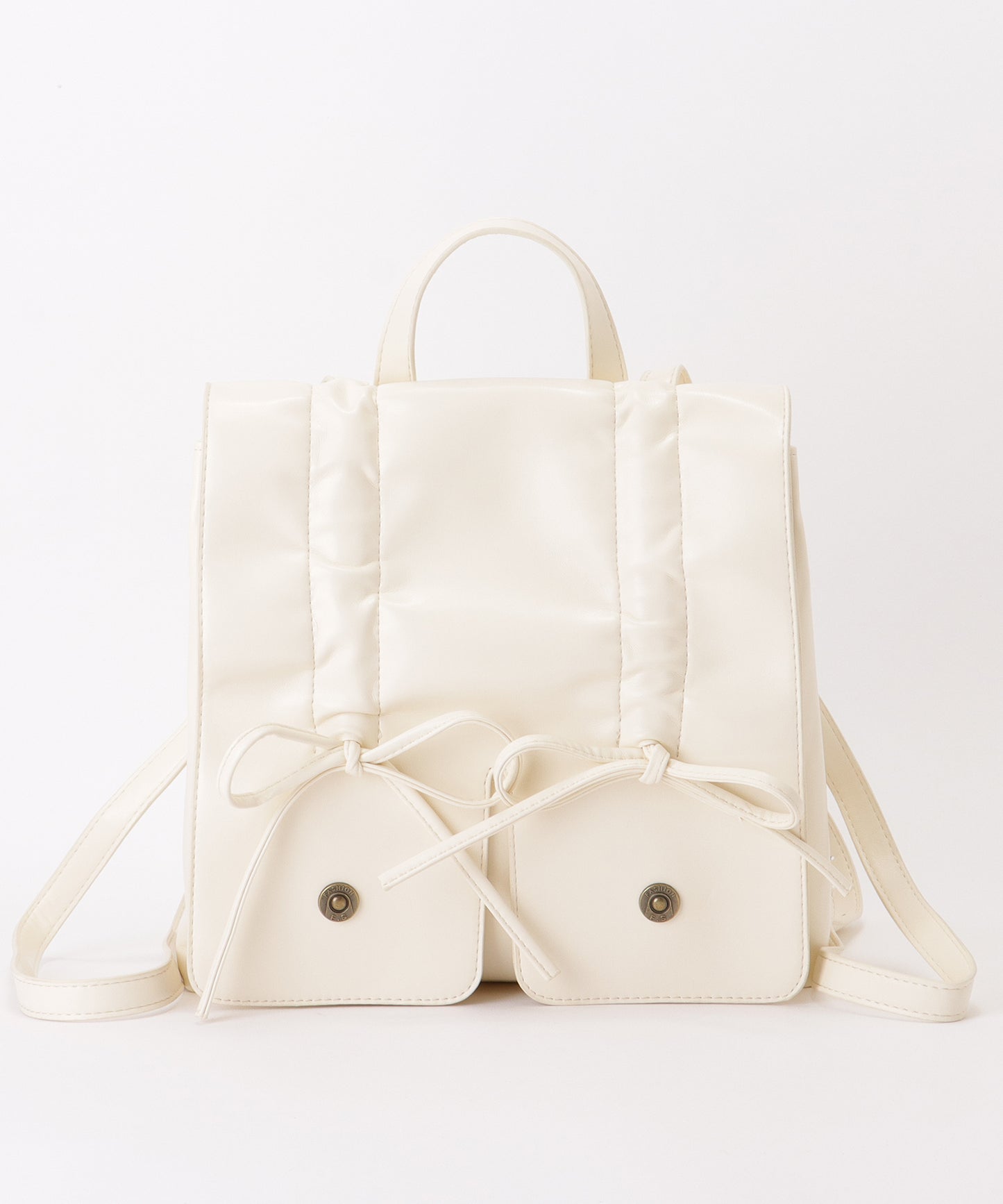 リボン ギャザー スクエア リュックサック