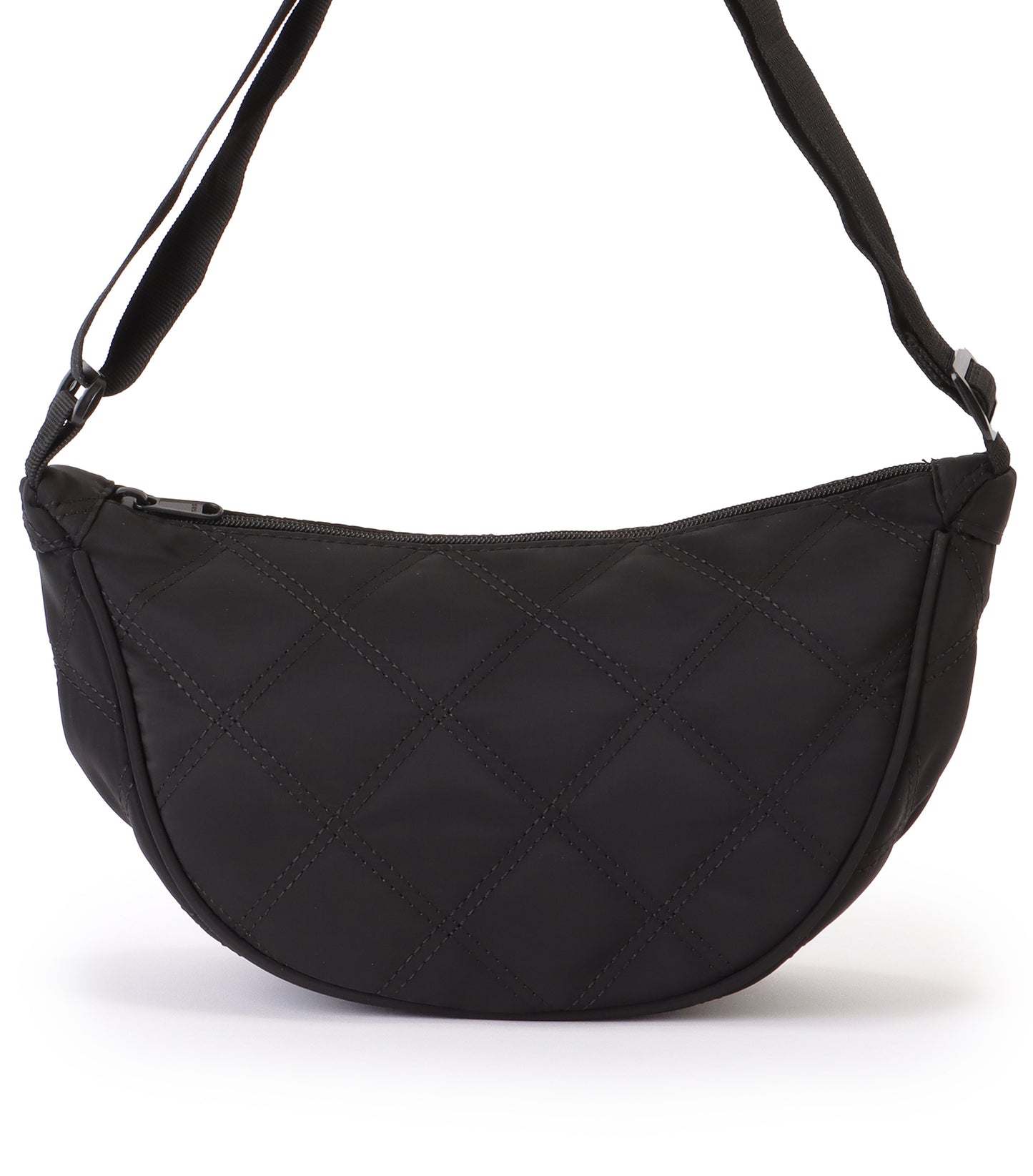 ソリッドカラー ハーフムーン ダイヤ ステッチ ショルダーバッグ