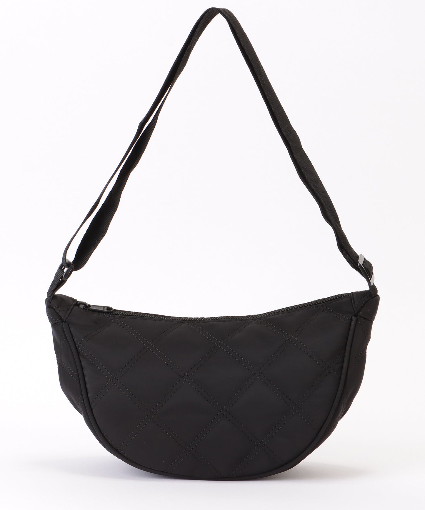 ソリッドカラー ハーフムーン ダイヤ ステッチ ショルダーバッグ