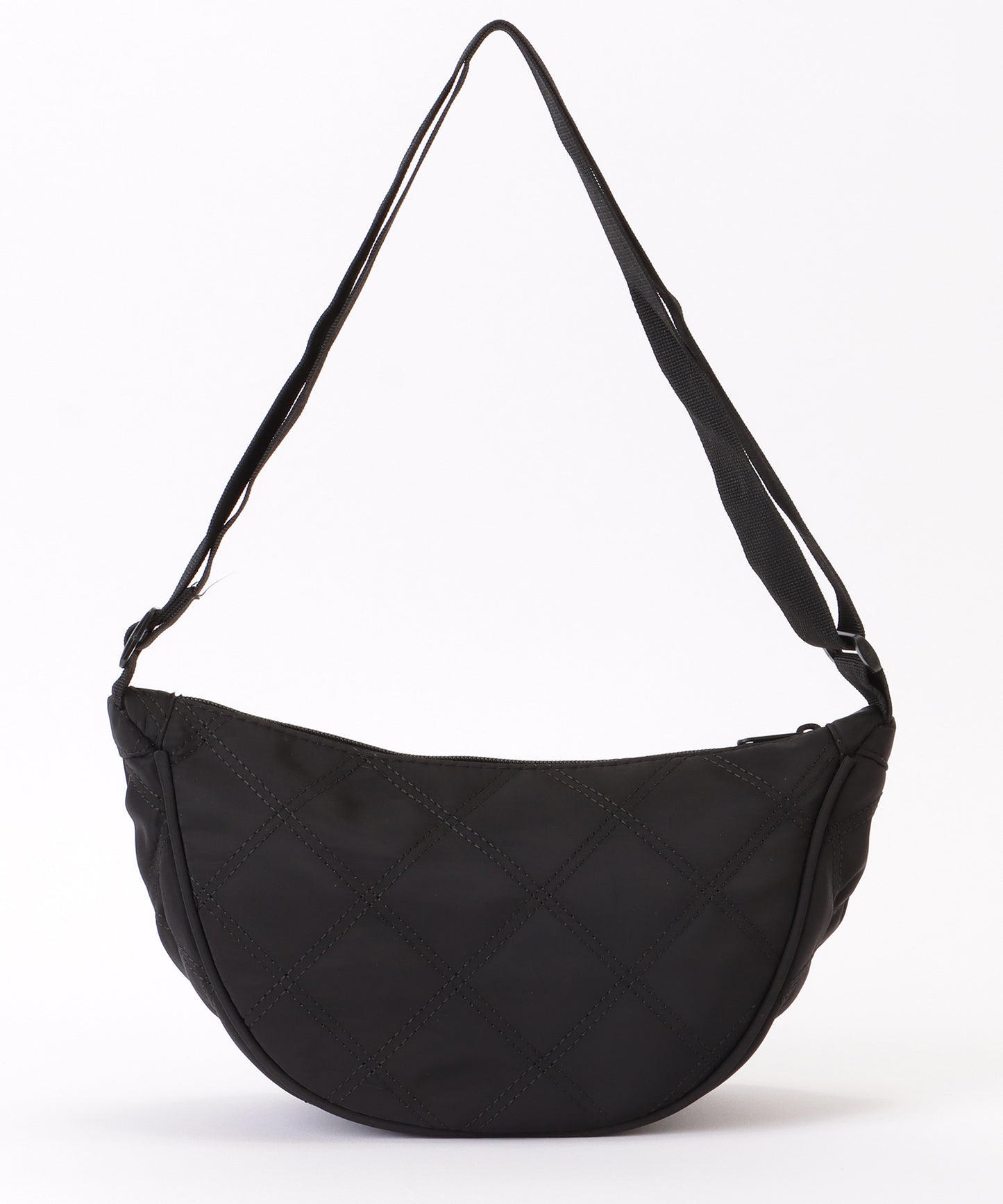 ソリッドカラー ハーフムーン ダイヤ ステッチ ショルダーバッグ