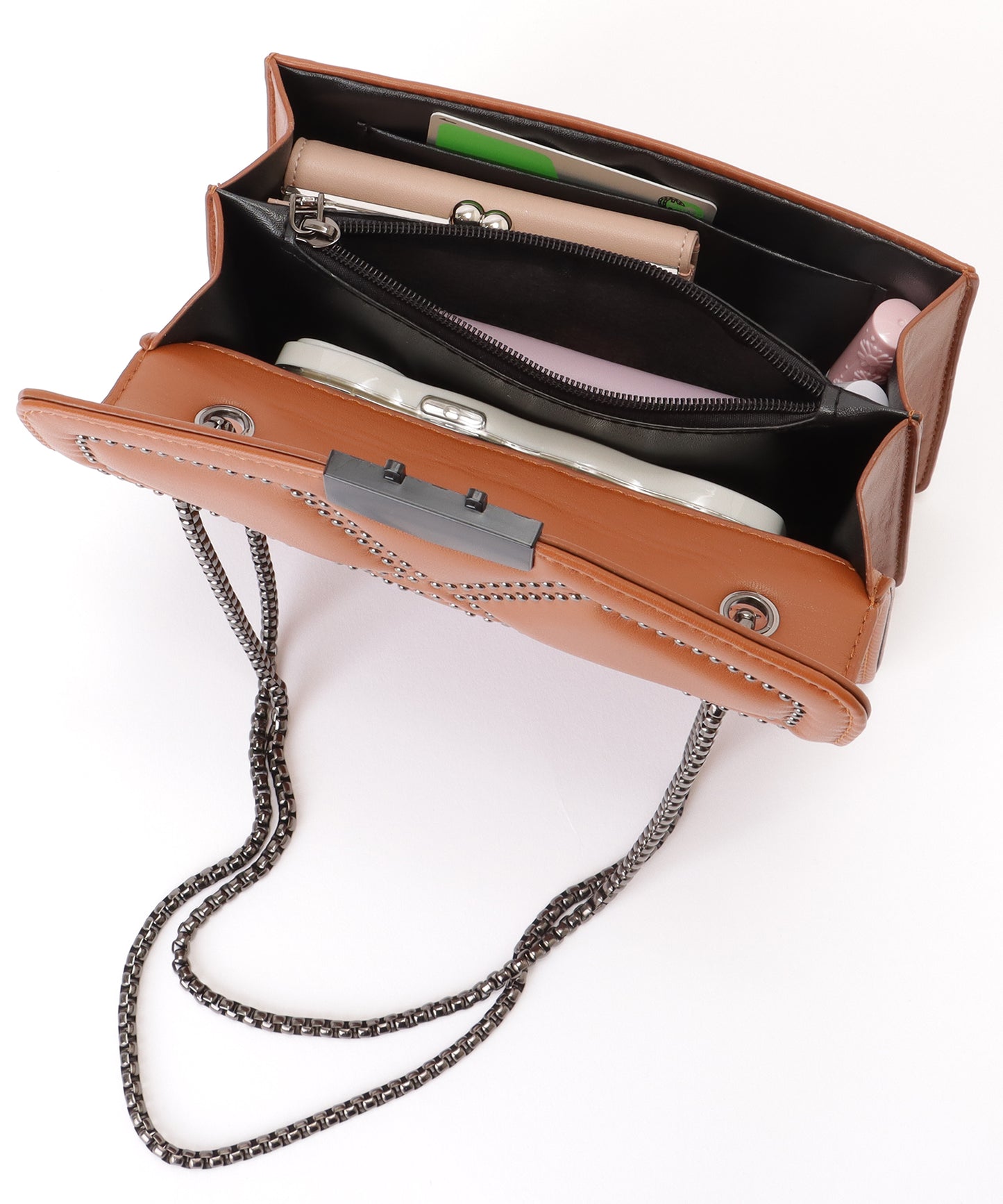 スタッズ スクエア チェーン ショルダーバッグ