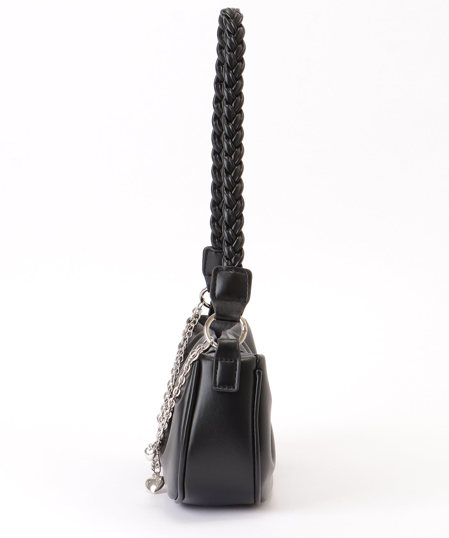 チェーン チャーム付き 編み込み ショルダーバッグ