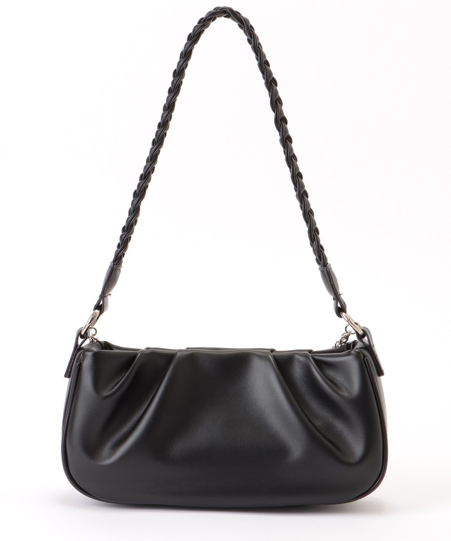 チェーン チャーム付き 編み込み ショルダーバッグ