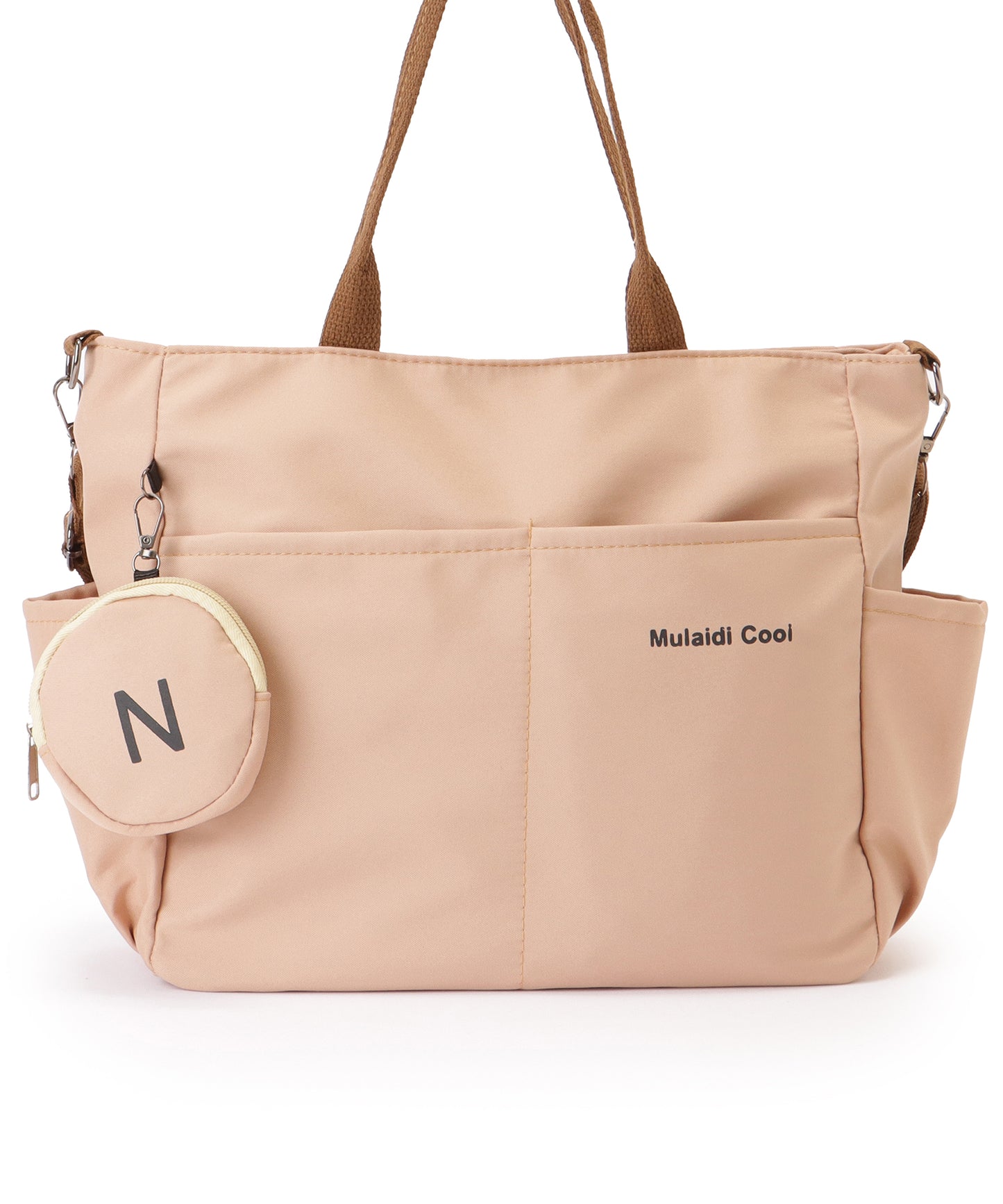 ソリッドカラー 多ポケット 2WAY ビッグ ショルダーバッグ