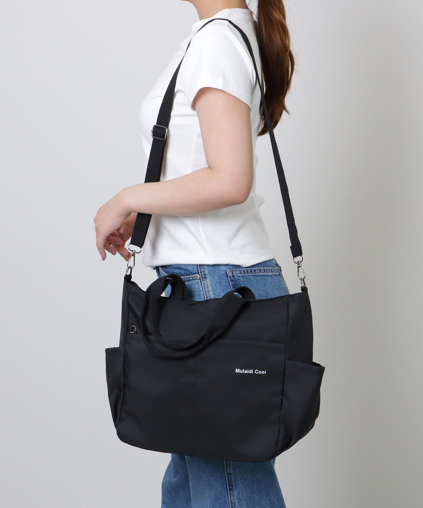 ソリッドカラー 多ポケット 2WAY ビッグ ショルダーバッグ