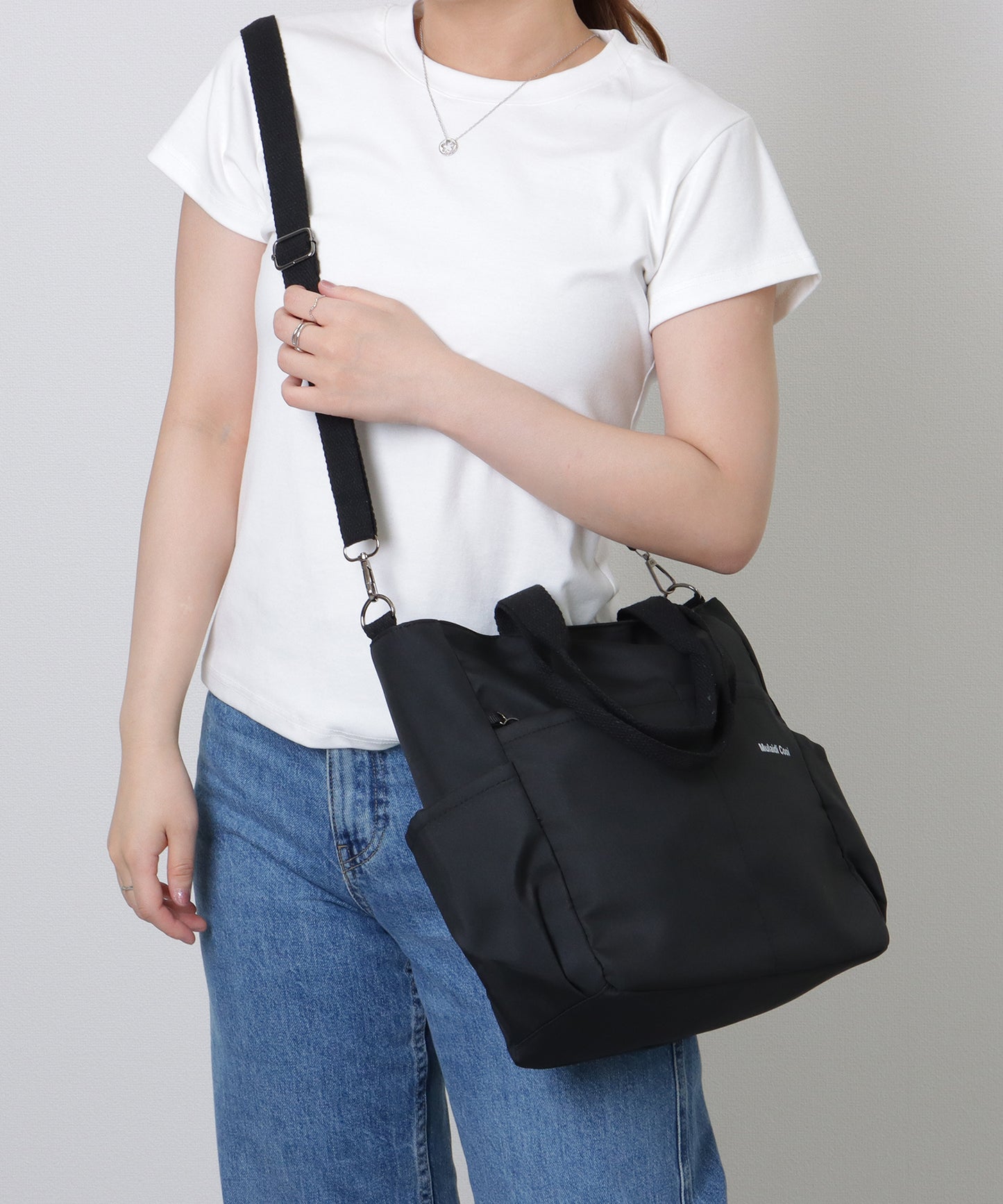 ソリッドカラー 多ポケット 2WAY ビッグ ショルダーバッグ