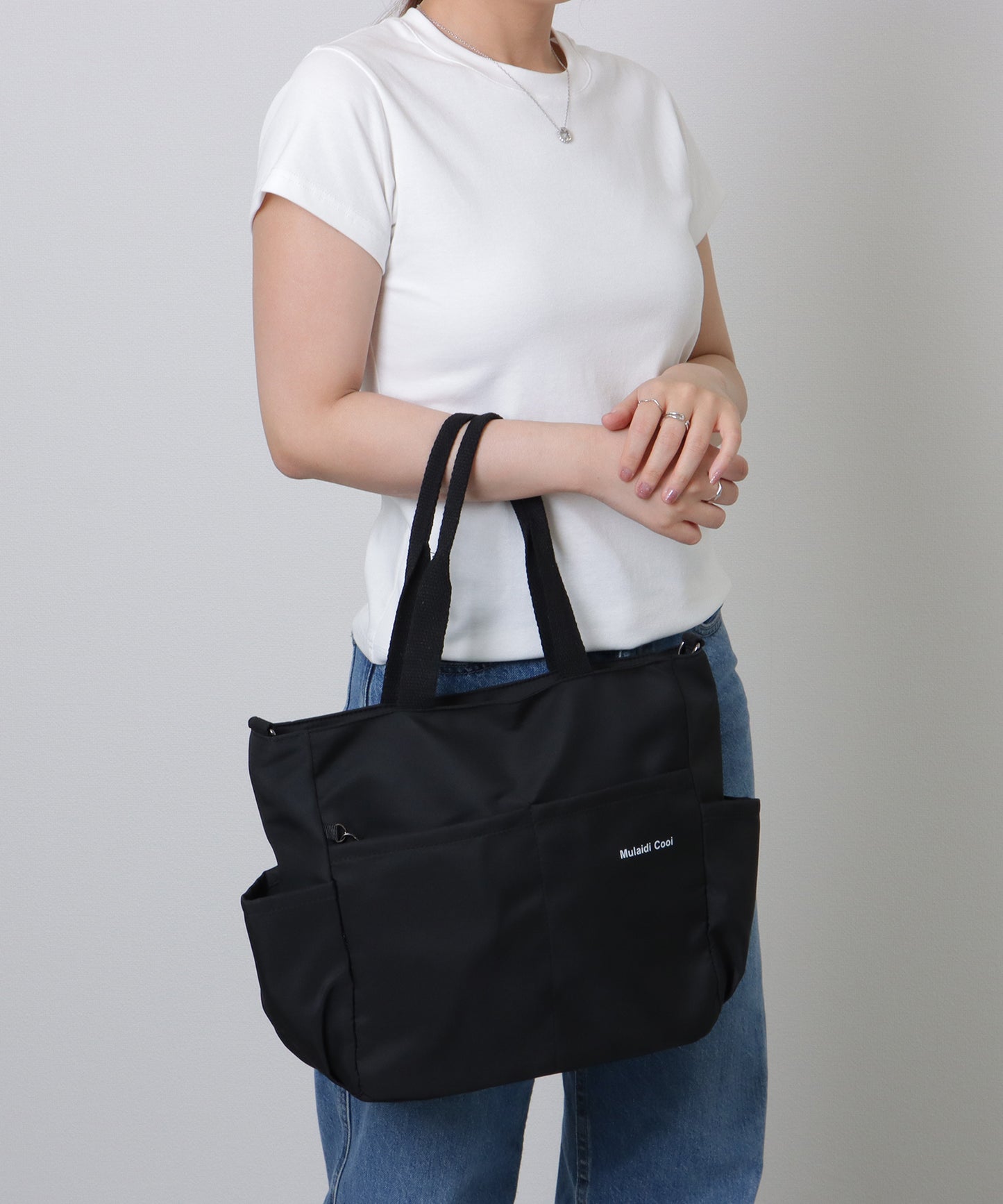 ソリッドカラー 多ポケット 2WAY ビッグ ショルダーバッグ