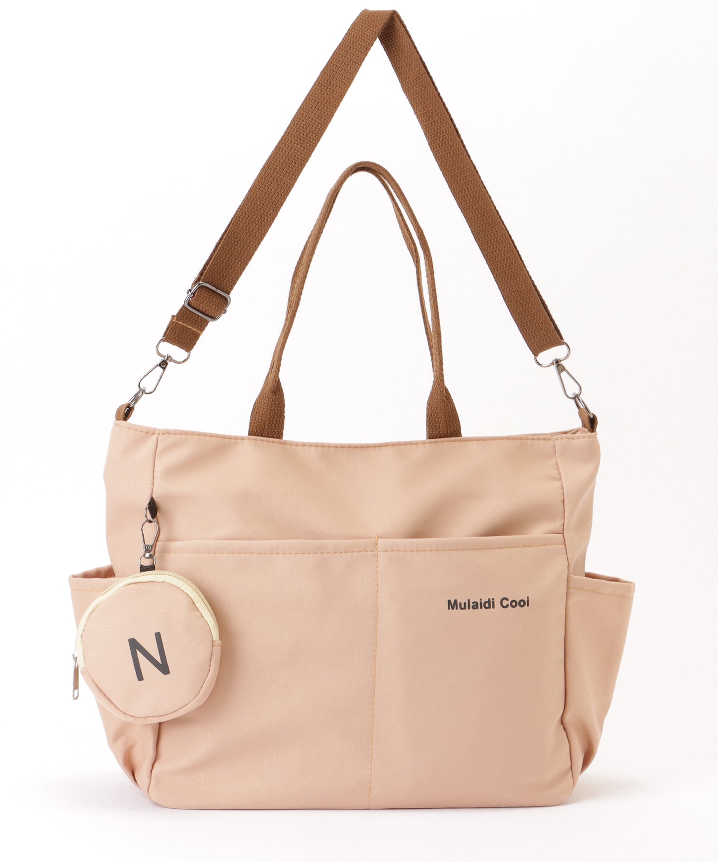 ソリッドカラー 多ポケット 2WAY ビッグ ショルダーバッグ