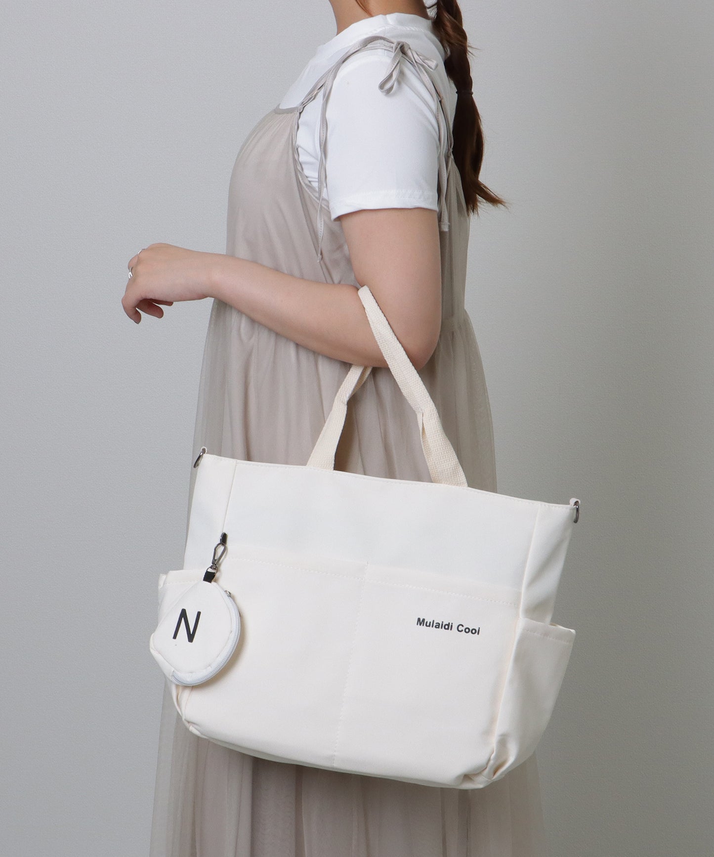 ソリッドカラー 多ポケット 2WAY ビッグ ショルダーバッグ