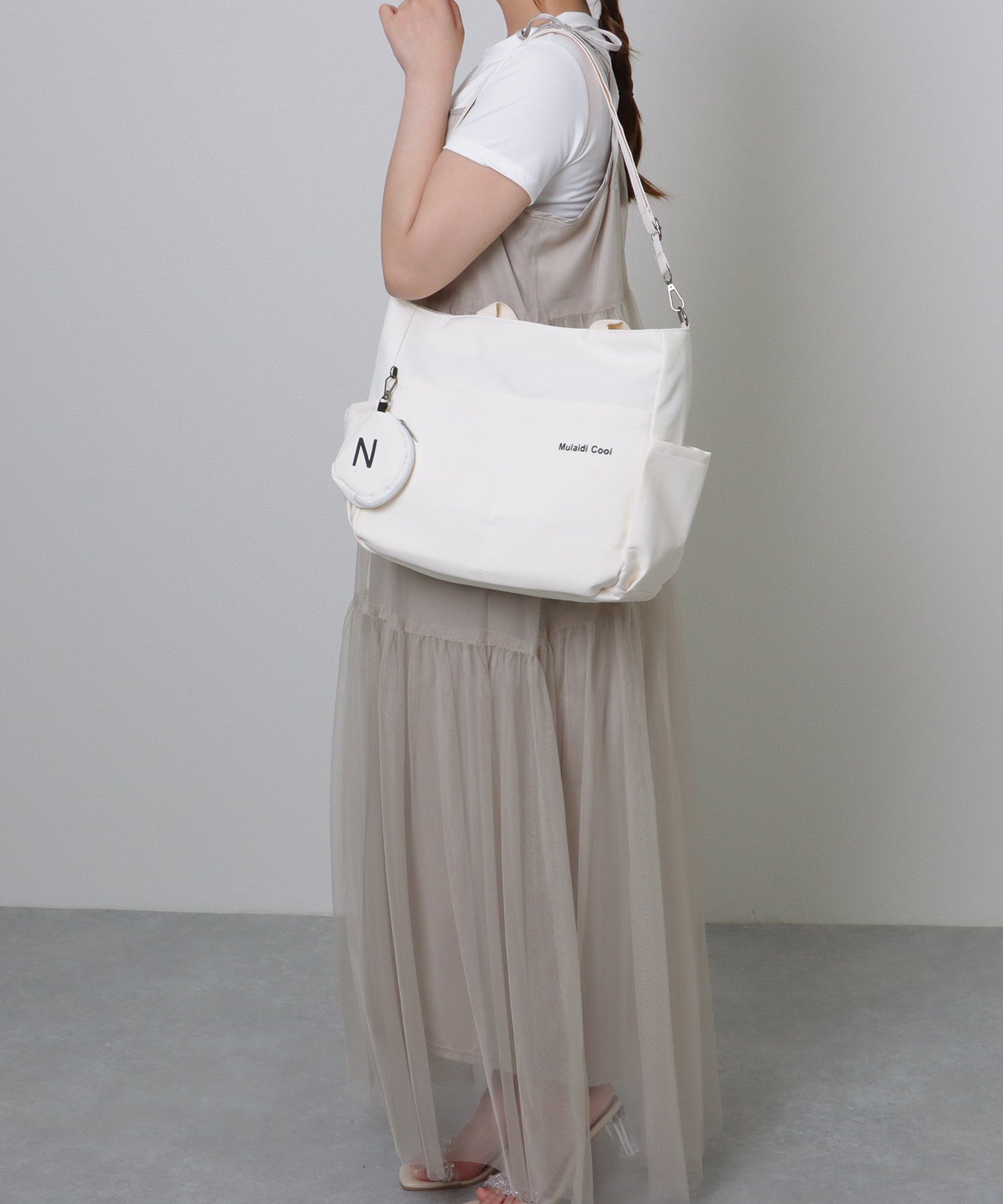 ソリッドカラー 多ポケット 2WAY ビッグ ショルダーバッグ