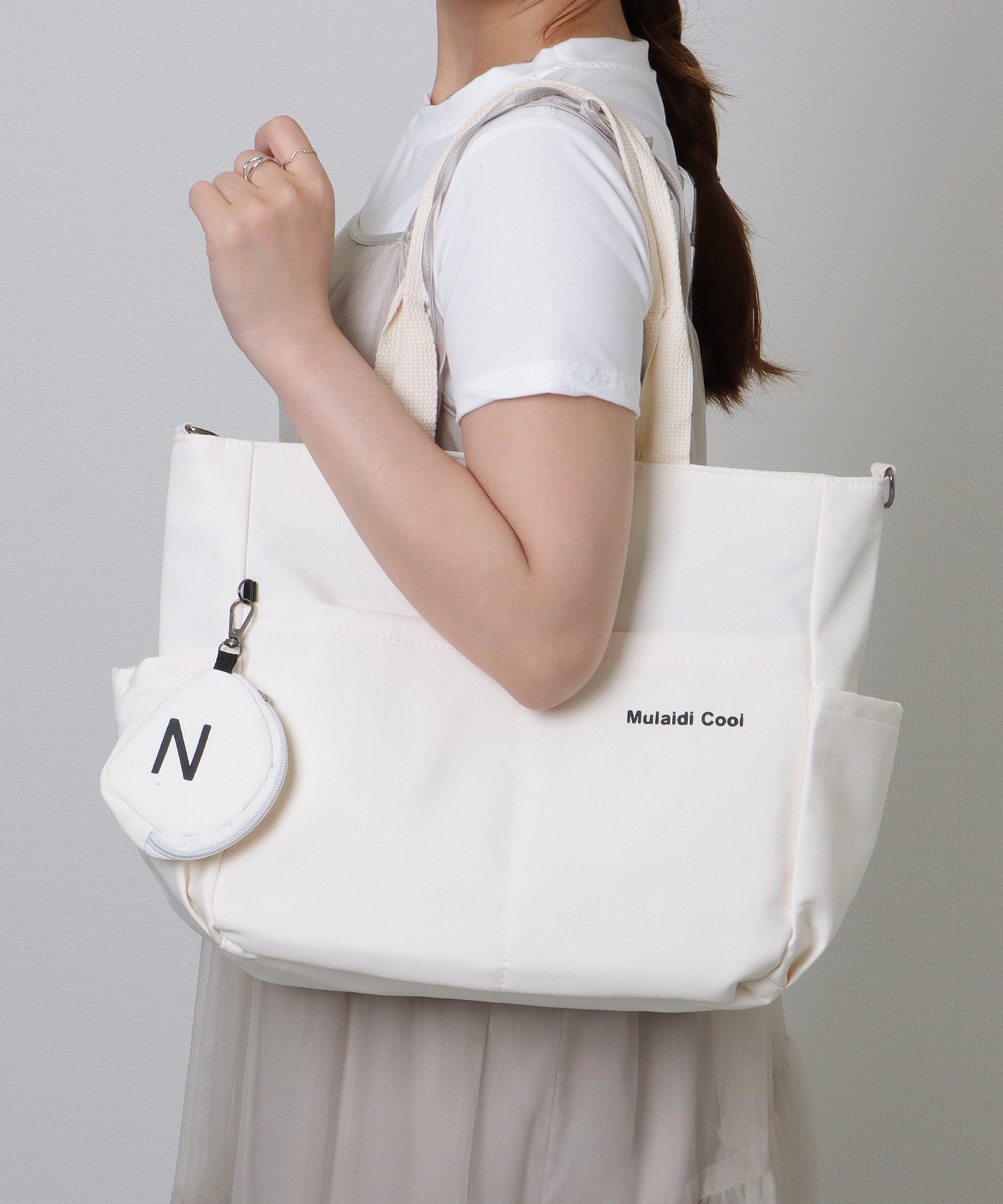 ソリッドカラー 多ポケット 2WAY ビッグ ショルダーバッグ