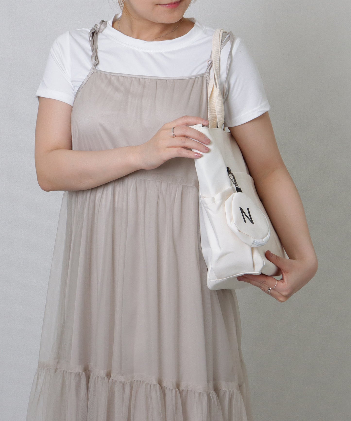 ソリッドカラー 多ポケット 2WAY ビッグ ショルダーバッグ