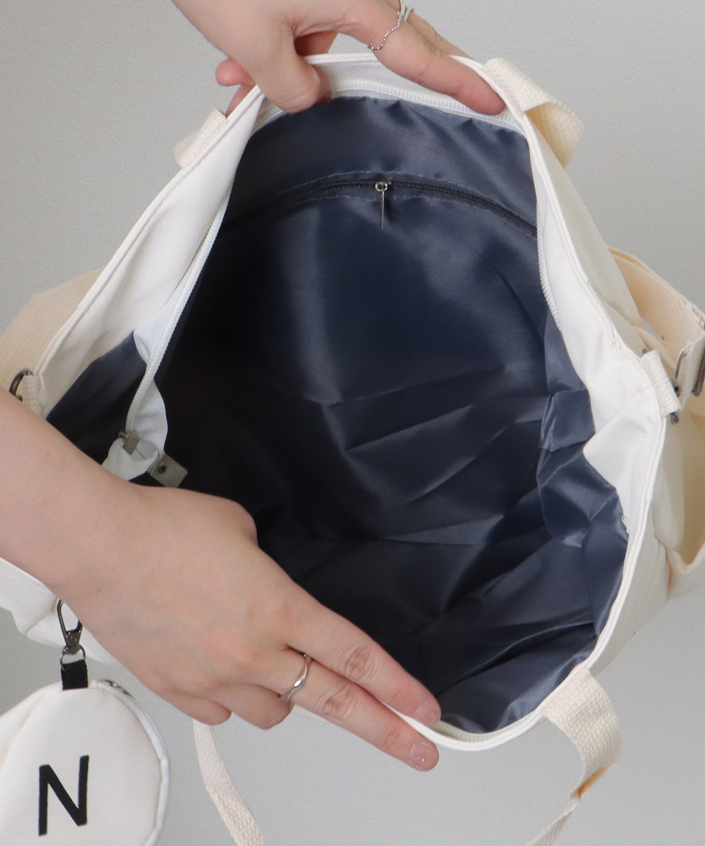 ソリッドカラー 多ポケット 2WAY ビッグ ショルダーバッグ