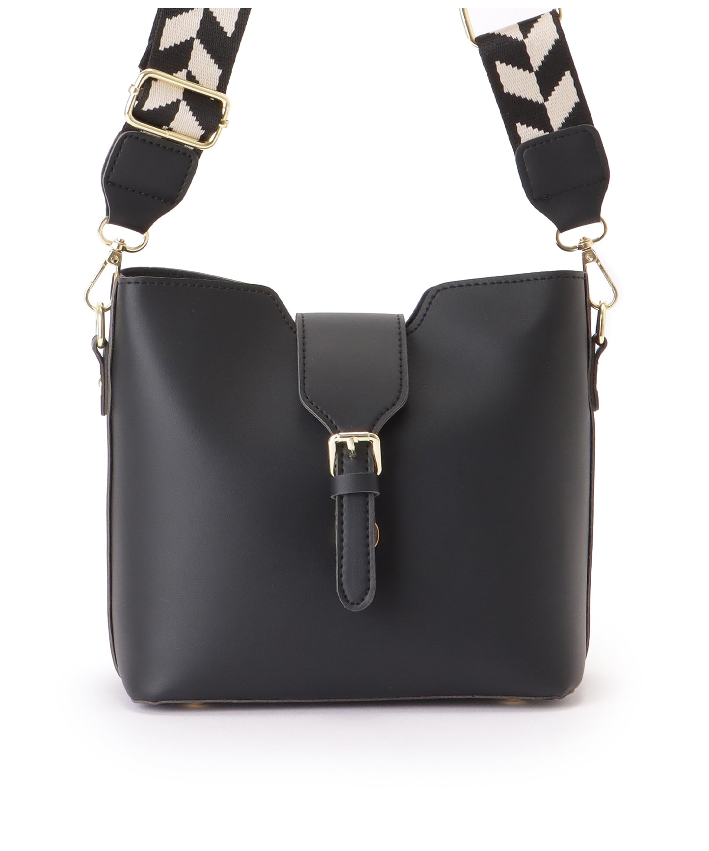 ヘリンボーン ベルト付き スクエア ショルダーバッグ