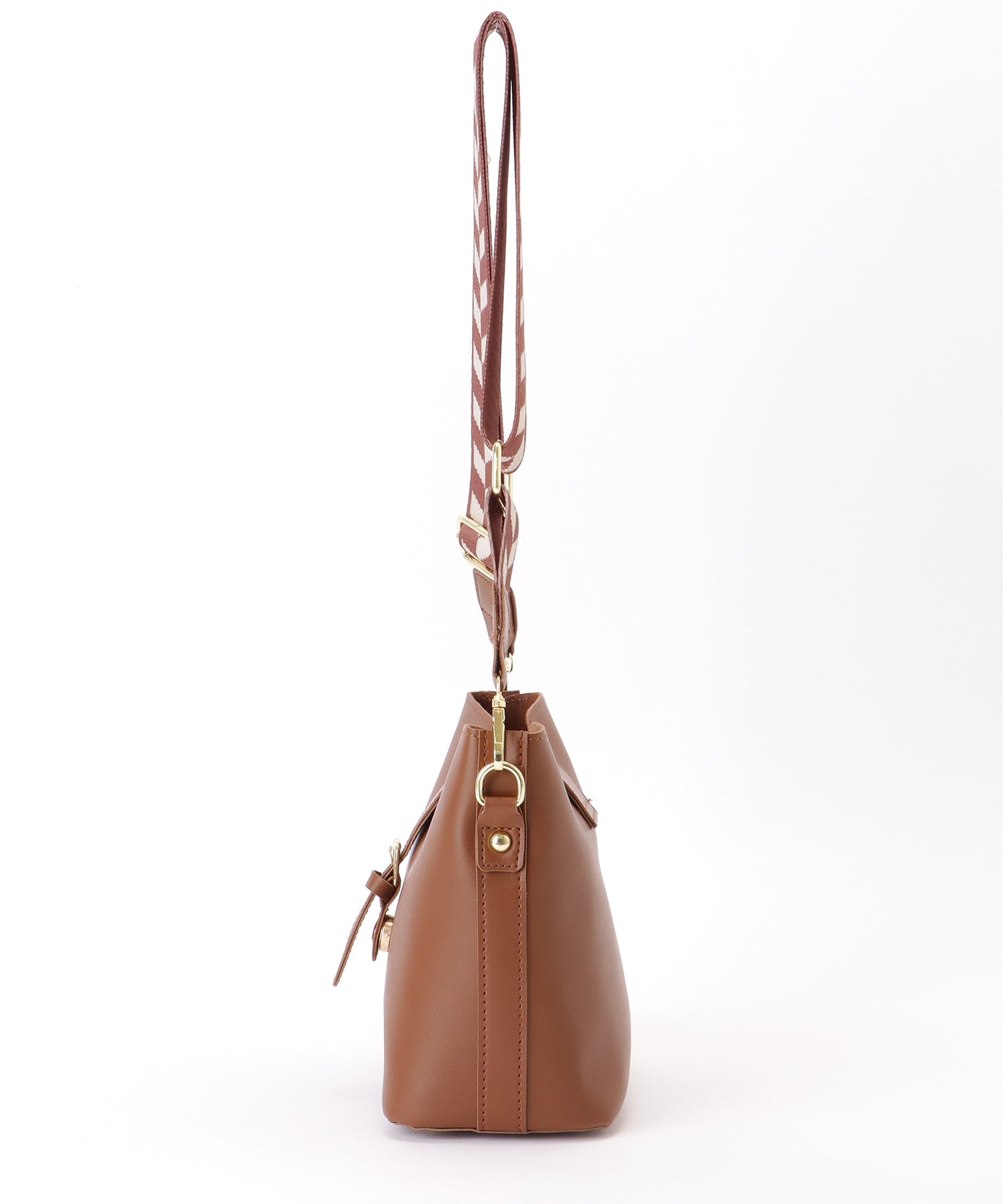 ヘリンボーン ベルト付き スクエア ショルダーバッグ