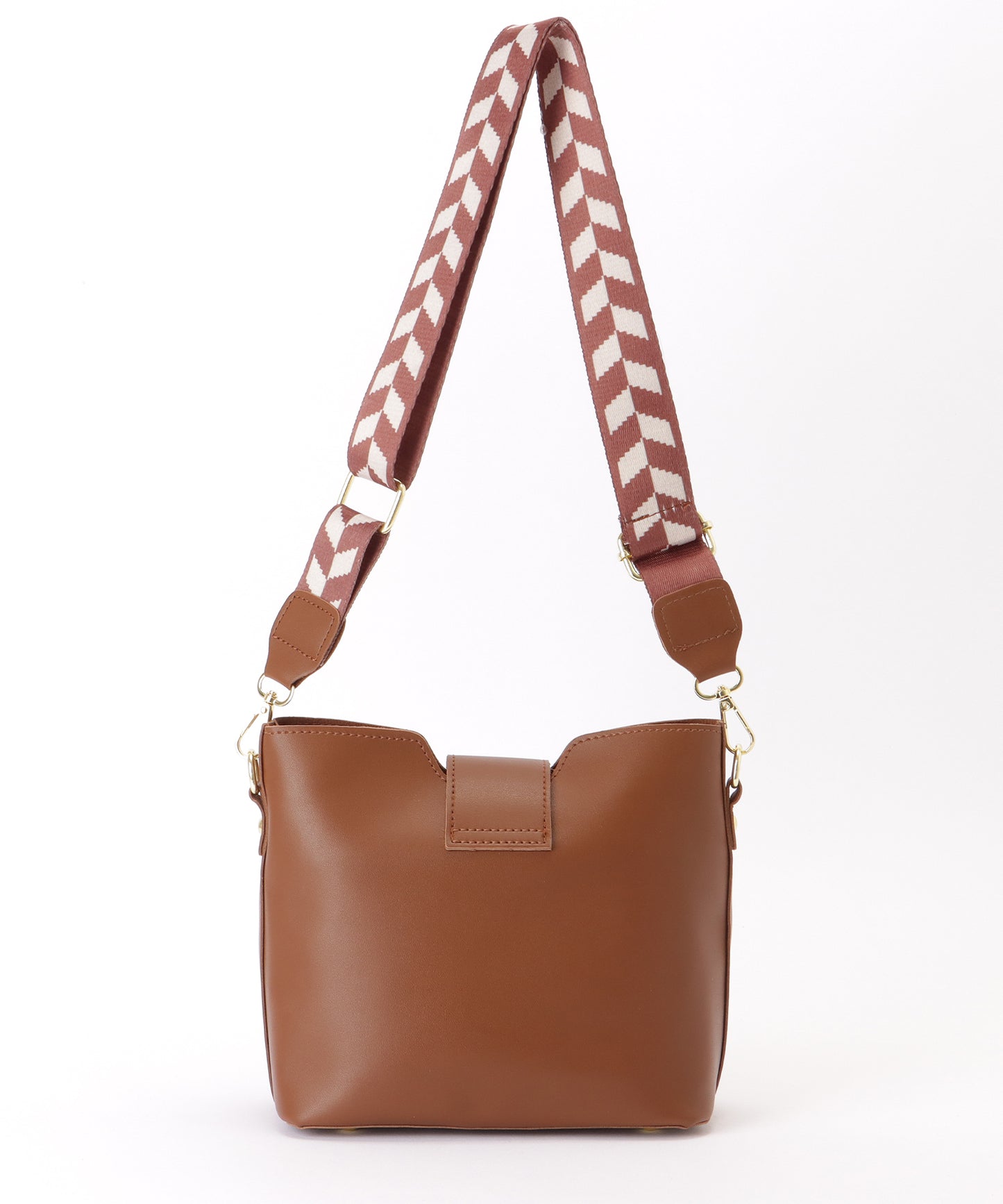 ヘリンボーン ベルト付き スクエア ショルダーバッグ