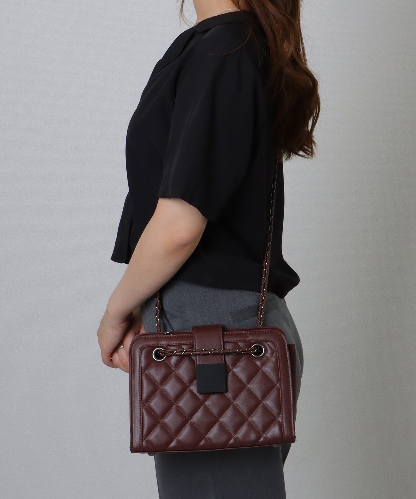 キルティング スクエア 2WAY チェーン ショルダーバッグ