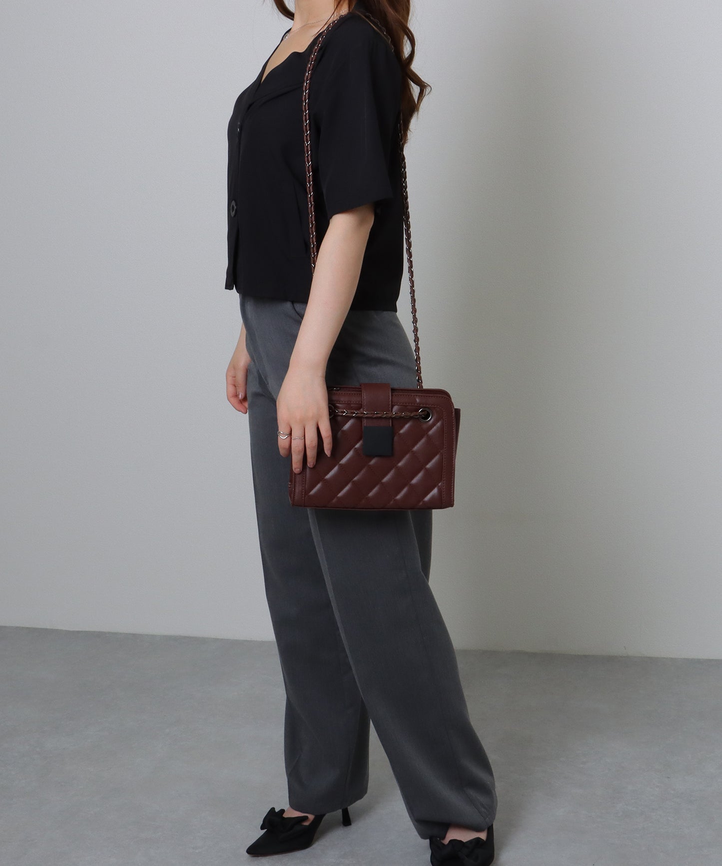 キルティング スクエア 2WAY チェーン ショルダーバッグ