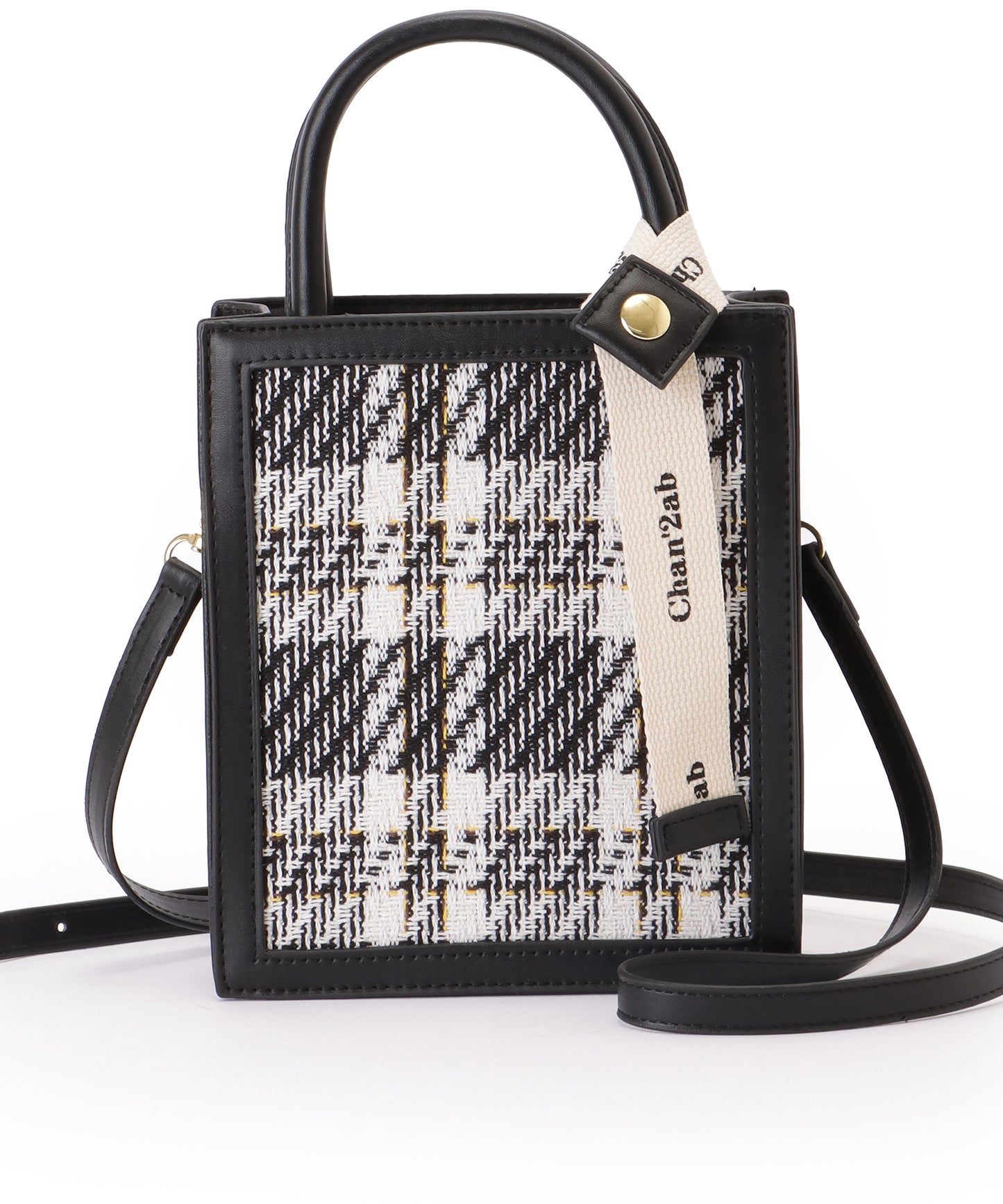 チェック柄 2WAY スクエア コンパクト ショルダーバッグ