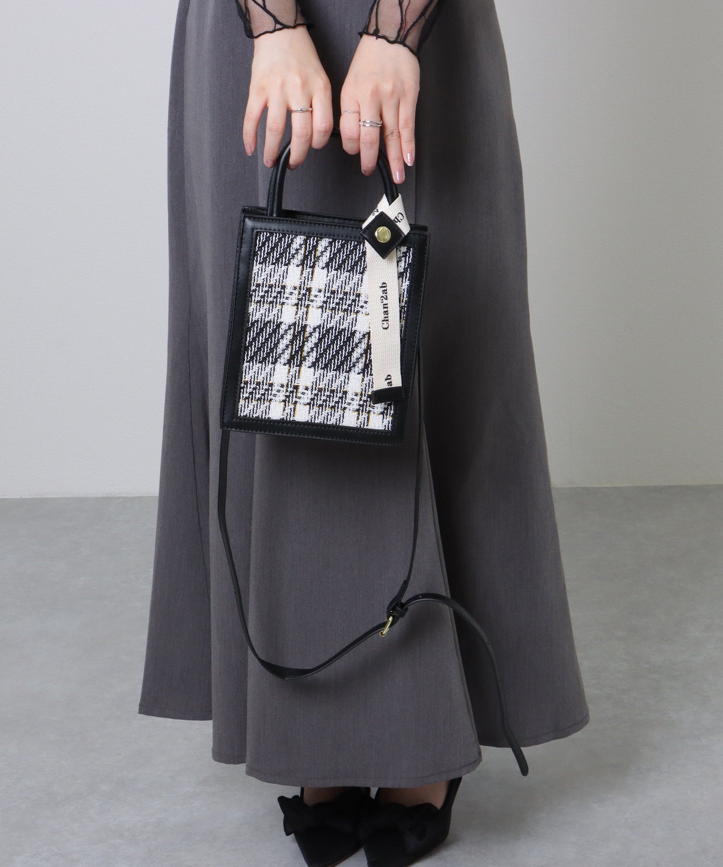 チェック柄 2WAY スクエア コンパクト ショルダーバッグ