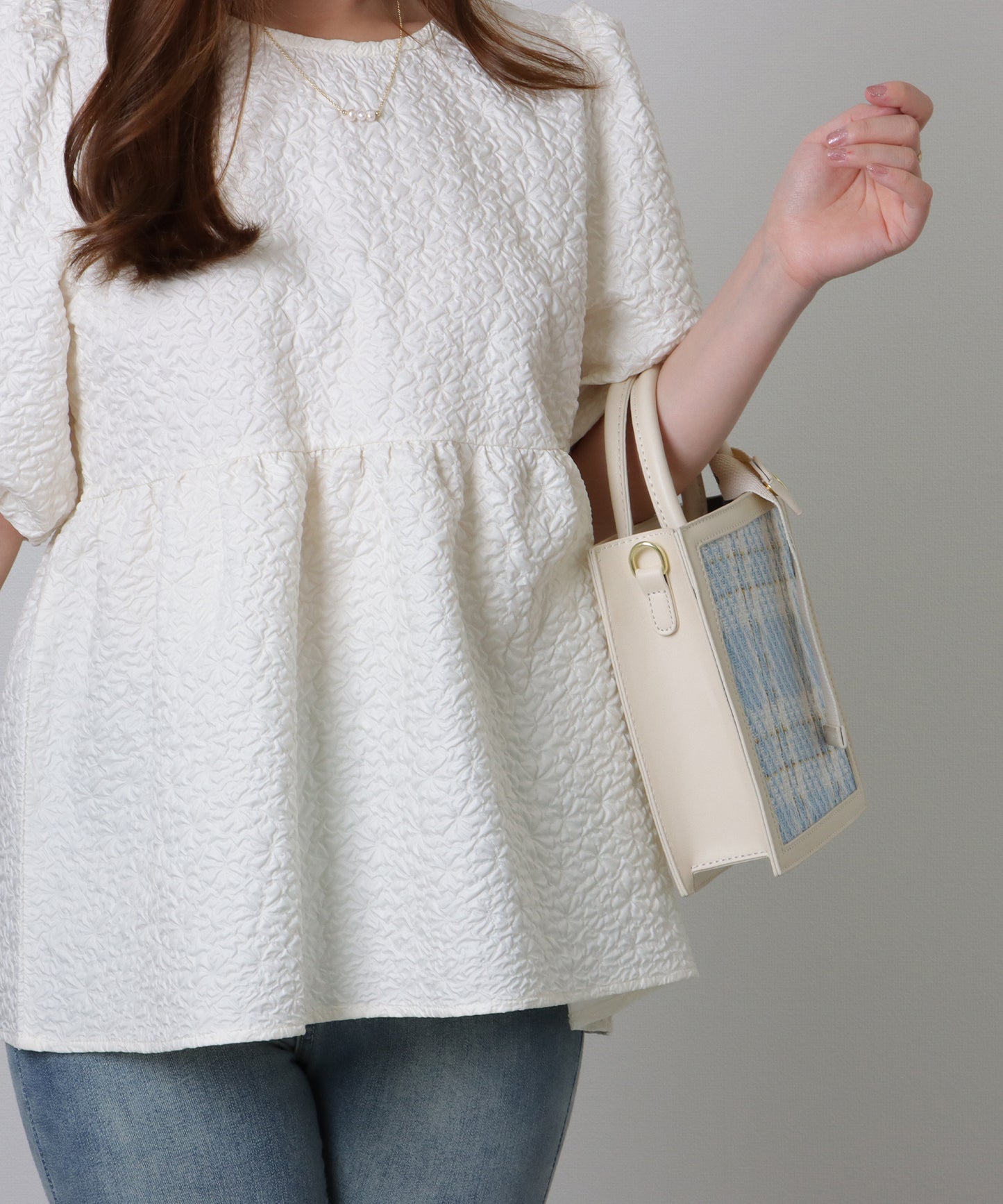 チェック柄 2WAY スクエア コンパクト ショルダーバッグ