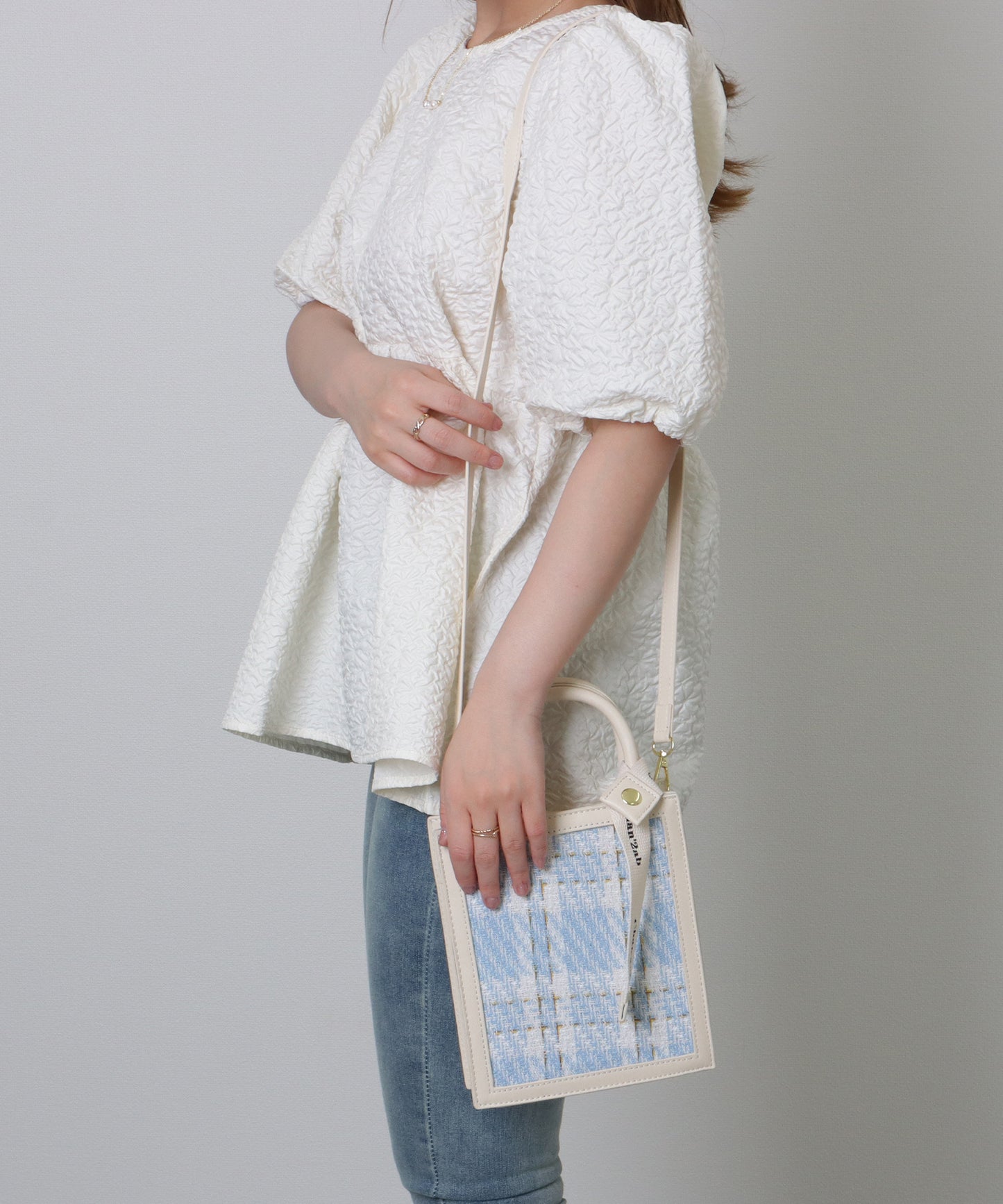 チェック柄 2WAY スクエア コンパクト ショルダーバッグ