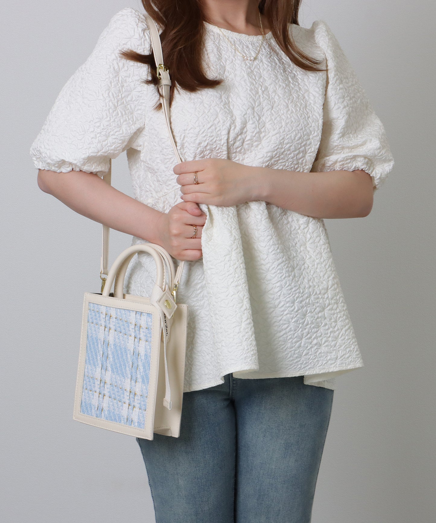 チェック柄 2WAY スクエア コンパクト ショルダーバッグ