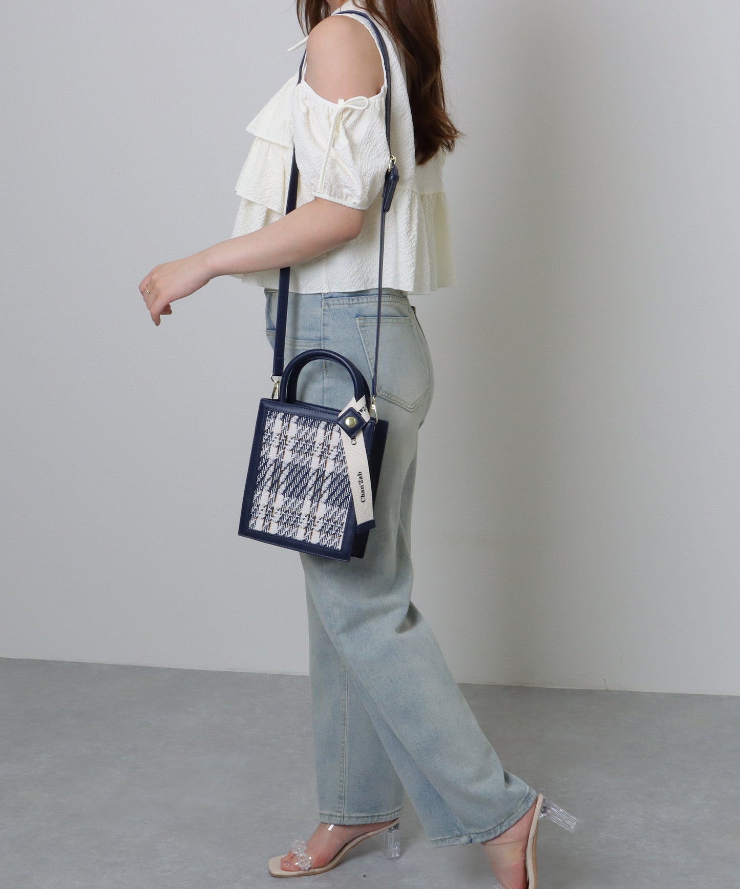 チェック柄 2WAY スクエア コンパクト ショルダーバッグ