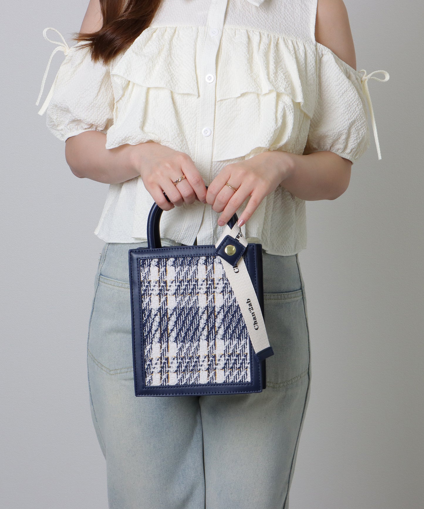 チェック柄 2WAY スクエア コンパクト ショルダーバッグ