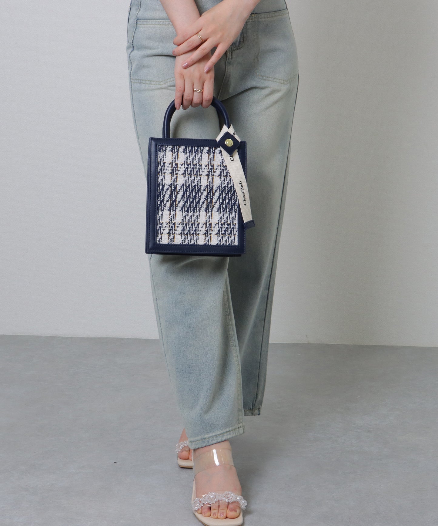 チェック柄 2WAY スクエア コンパクト ショルダーバッグ