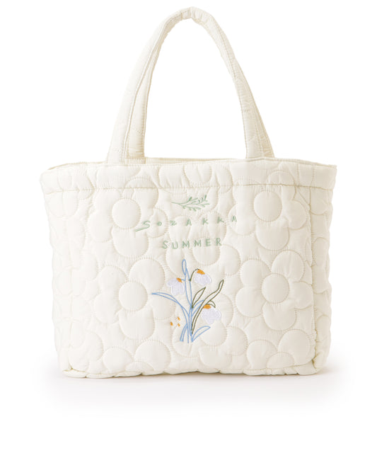 ボタニカル刺繍 フラワー ステッチ ソフト トートバッグ