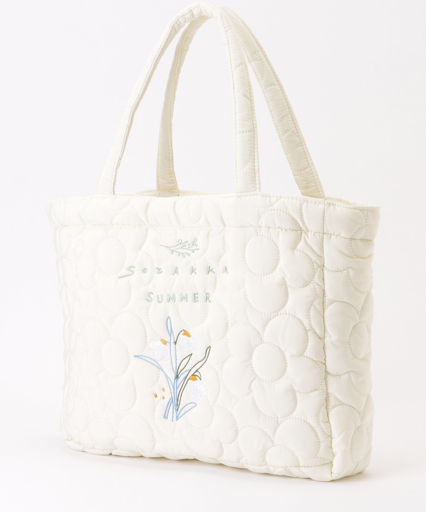 ボタニカル刺繍 フラワー ステッチ ソフト トートバッグ