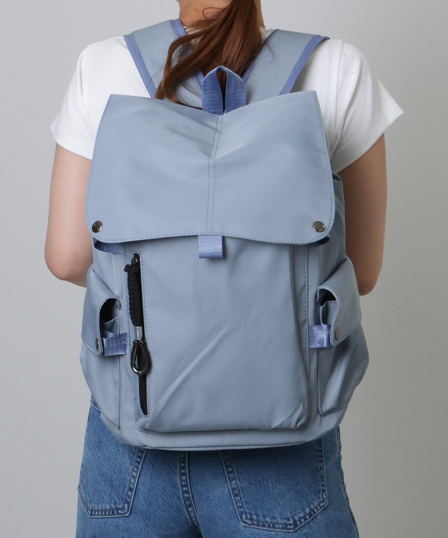 ソリッドカラー ユニセックス 大容量 多ポケット バックパック