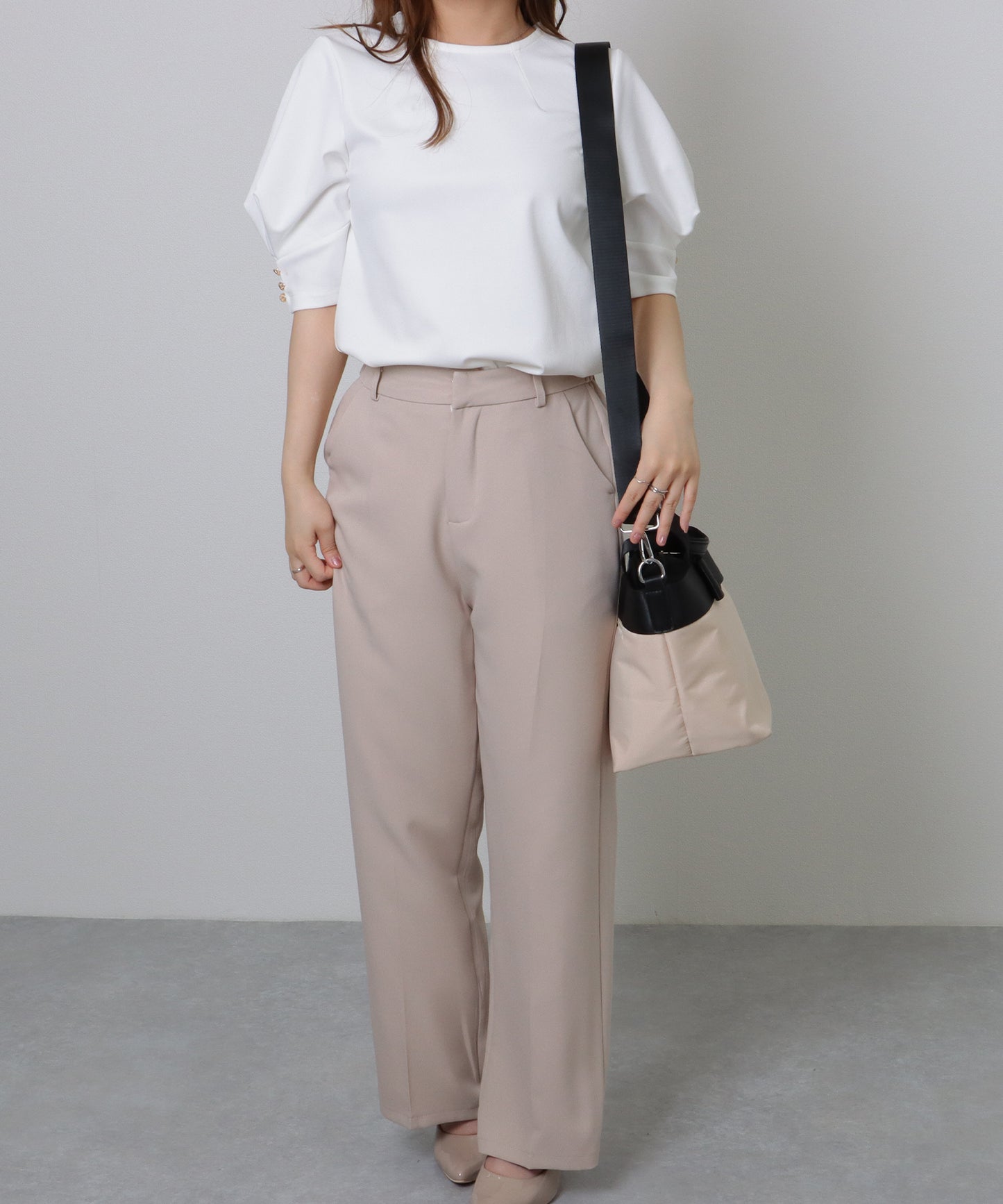 2WAY リボン付き 配色 ランチ トートバッグ