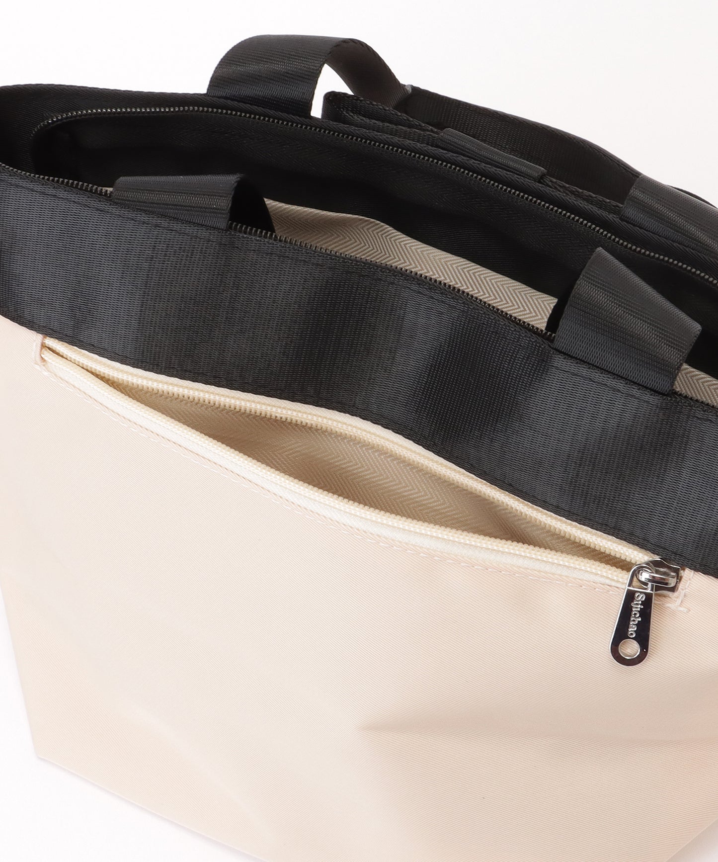 2WAY リボン付き 配色 ランチ トートバッグ