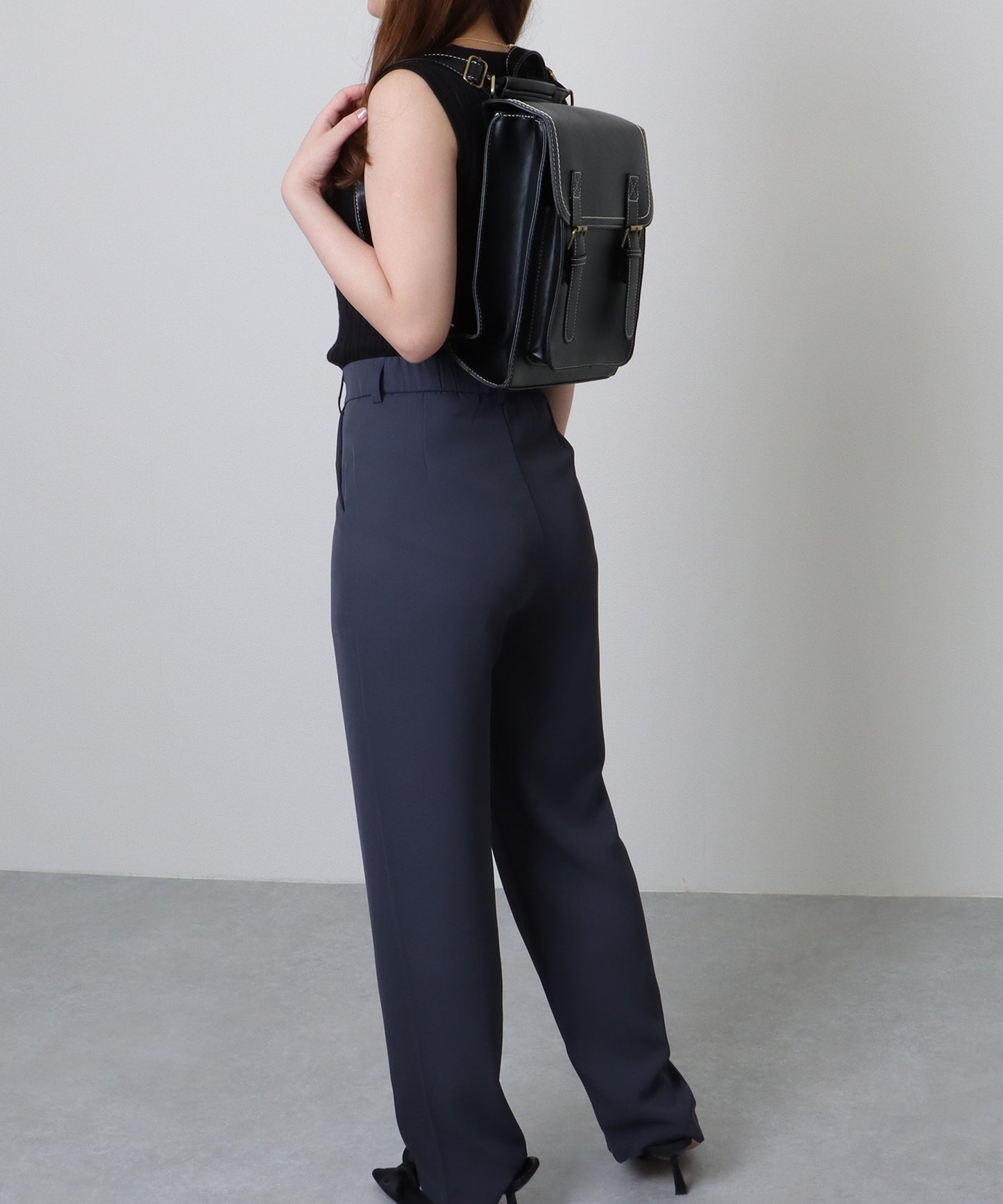 ランドセル風 スクエア ステッチ ショルダーバッグ