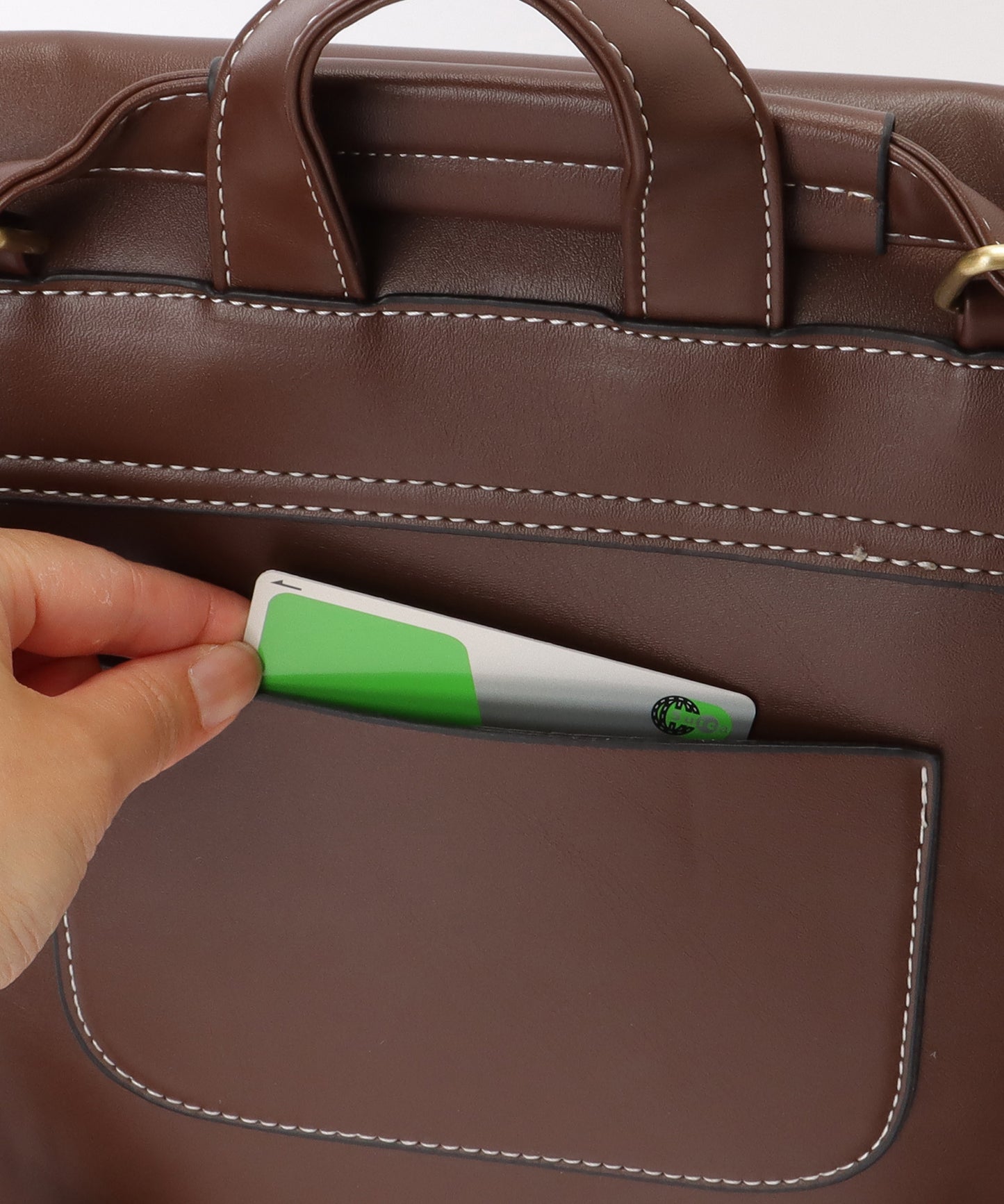 ランドセル風 スクエア ステッチ ショルダーバッグ