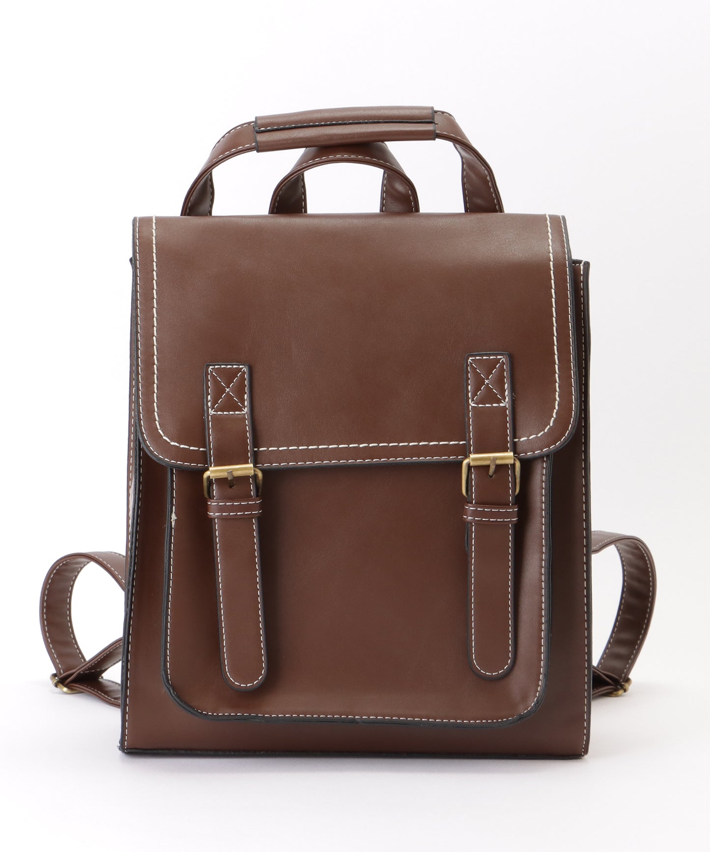 ランドセル風 スクエア ステッチ ショルダーバッグ