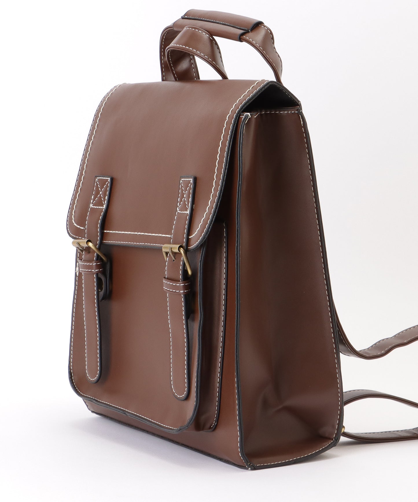 ランドセル風 スクエア ステッチ ショルダーバッグ