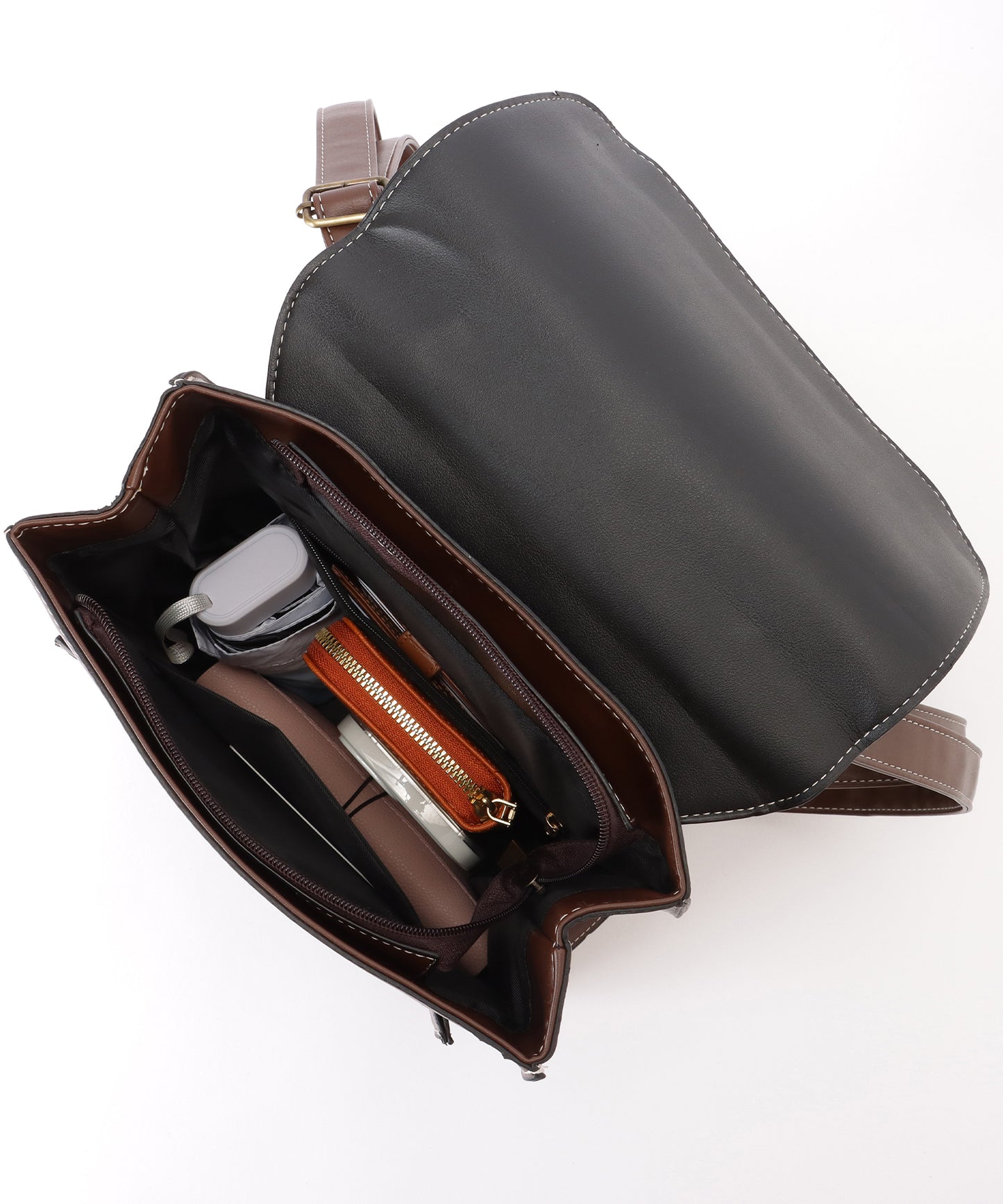 ランドセル風 スクエア ステッチ ショルダーバッグ