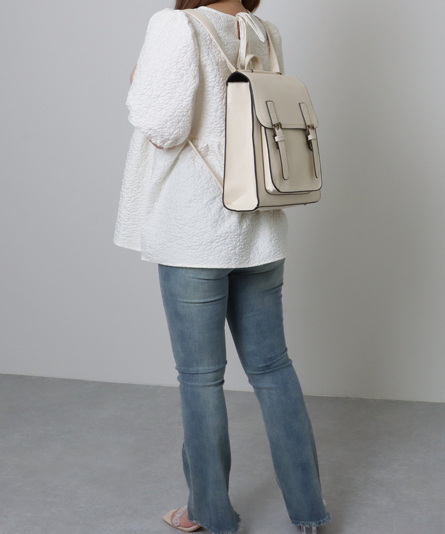 ランドセル風 スクエア ステッチ ショルダーバッグ