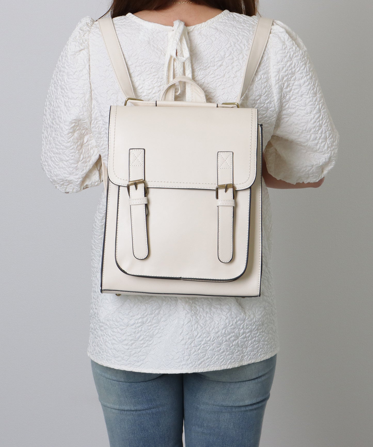 ランドセル風 スクエア ステッチ ショルダーバッグ